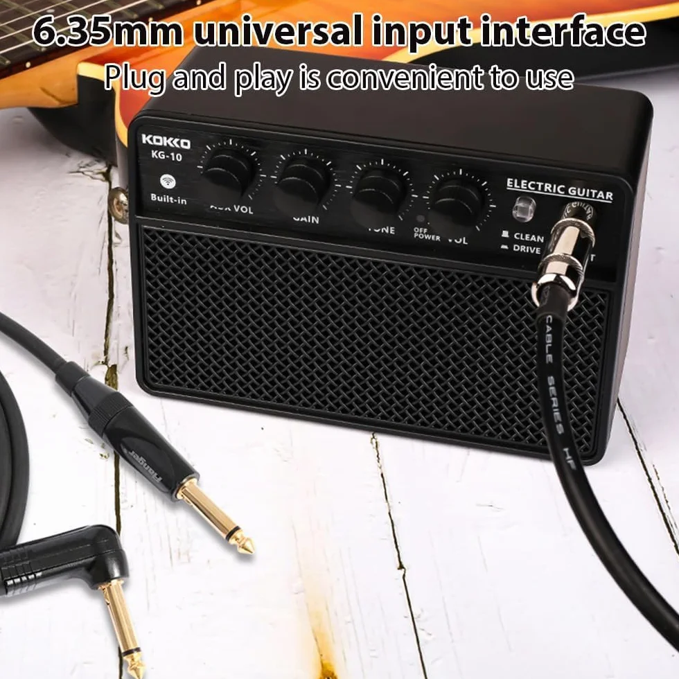 Kokko KG10 – Amplificador compacto de 10 vatios para práctica con sonido limpio y saturado, entrada AUX, salida de auriculares, negro