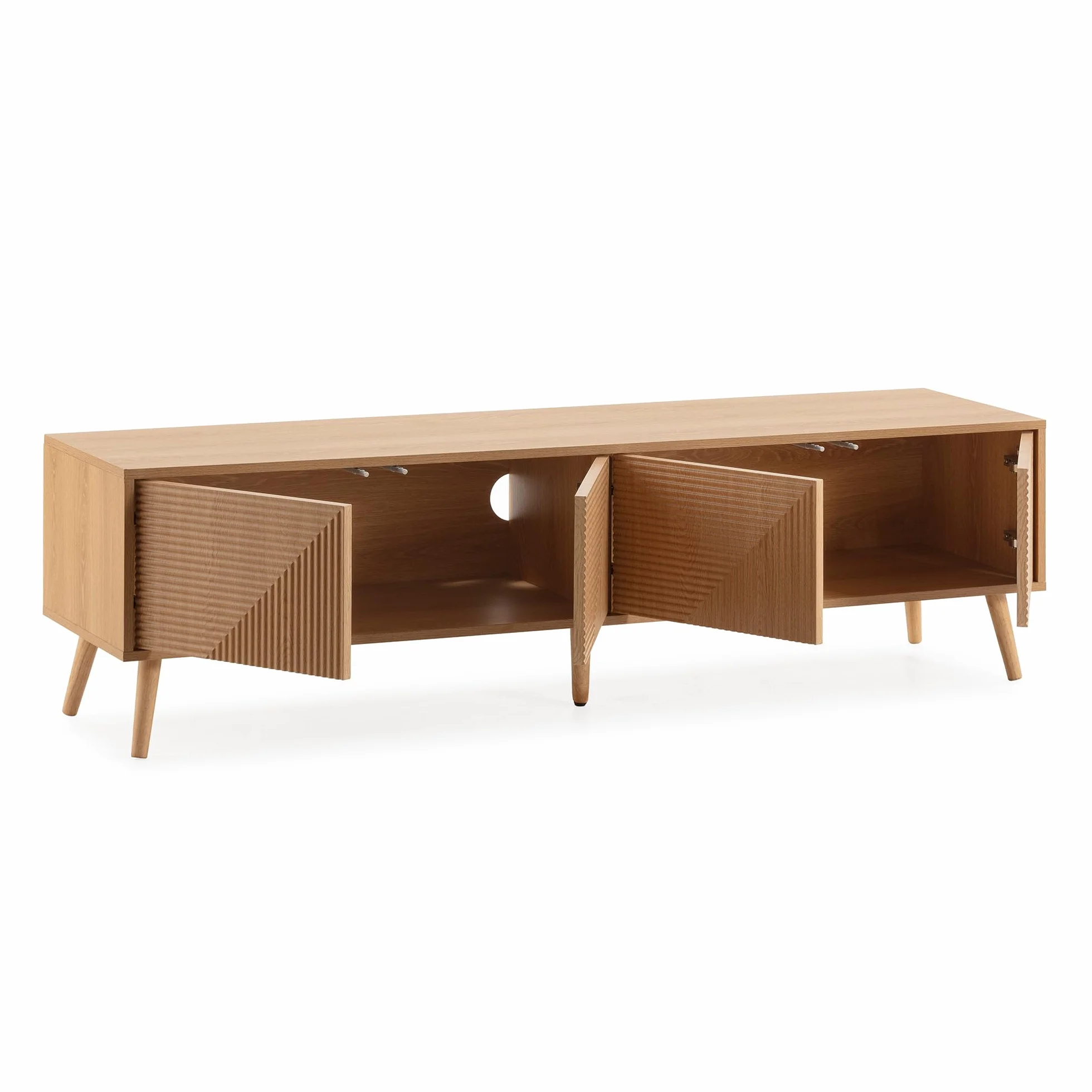 HOMN LIVING Mueble TV Telmo 4 Puertas Color Roble, 160 cm (Ancho) 40 cm (Profundo) 45 cm (Altura)