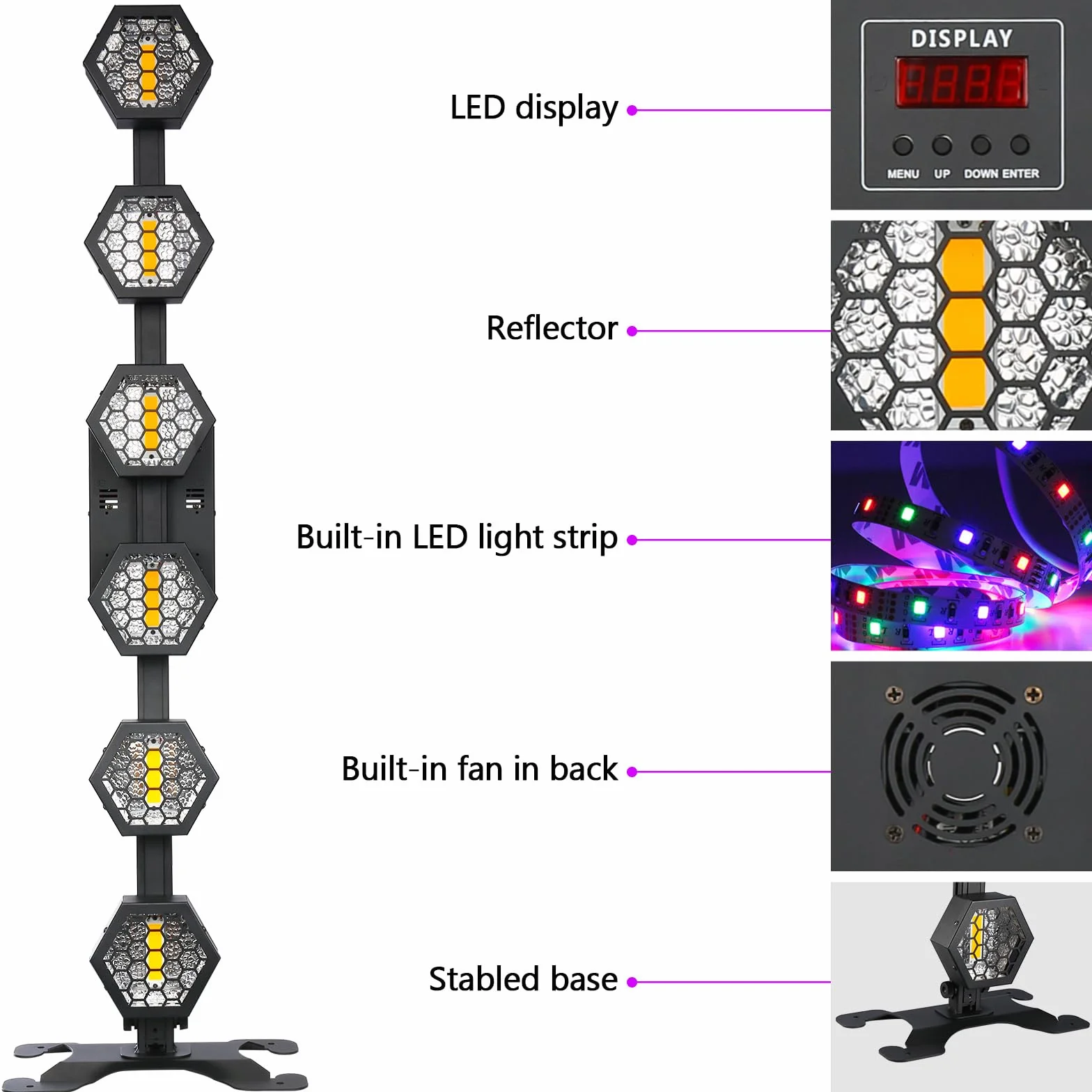 2PCS Focos PAR COB Lineales Vintage, Luces de Escenario LED 240W con DMX512, Luces DJ RGB para Fiestas, Conciertos, Bodas, Discotecas, Bares