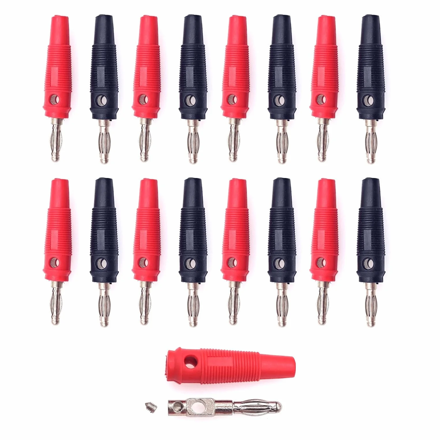 Juego de conectores banana niquelados 4 mm tipo tornillo para prueba eléctrica