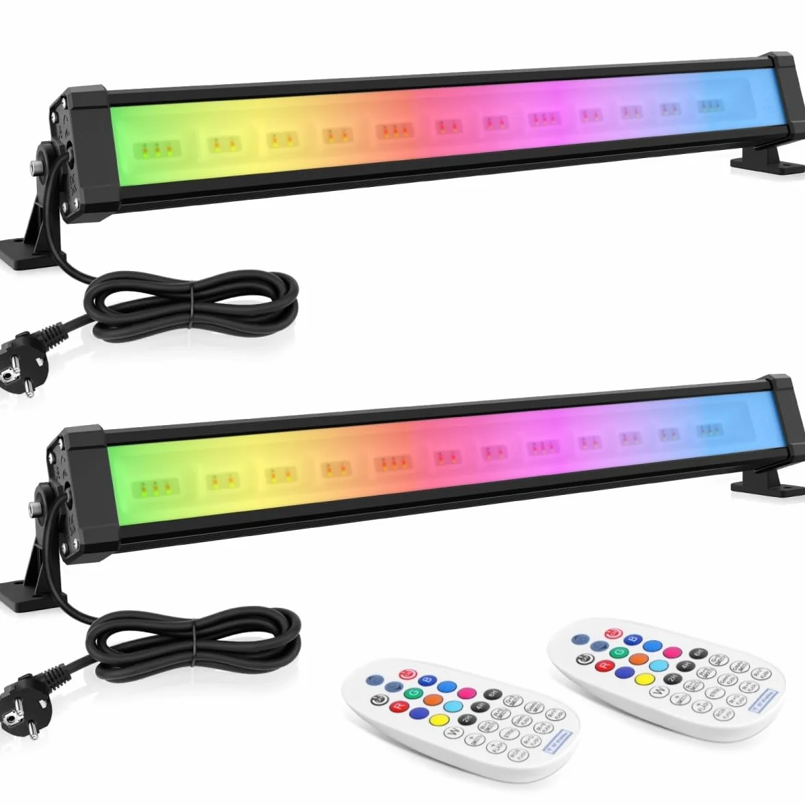 MEIHUA Barra de Luz LED RGB 42W Foco de Color Exterior IP66 Impermeable Luces RGBW Regulable, 10 Colores/30 Modos/6 Brillo/6 Velocidades Cambio de Color para DJ Bar Discoteca Jardín Halloween
