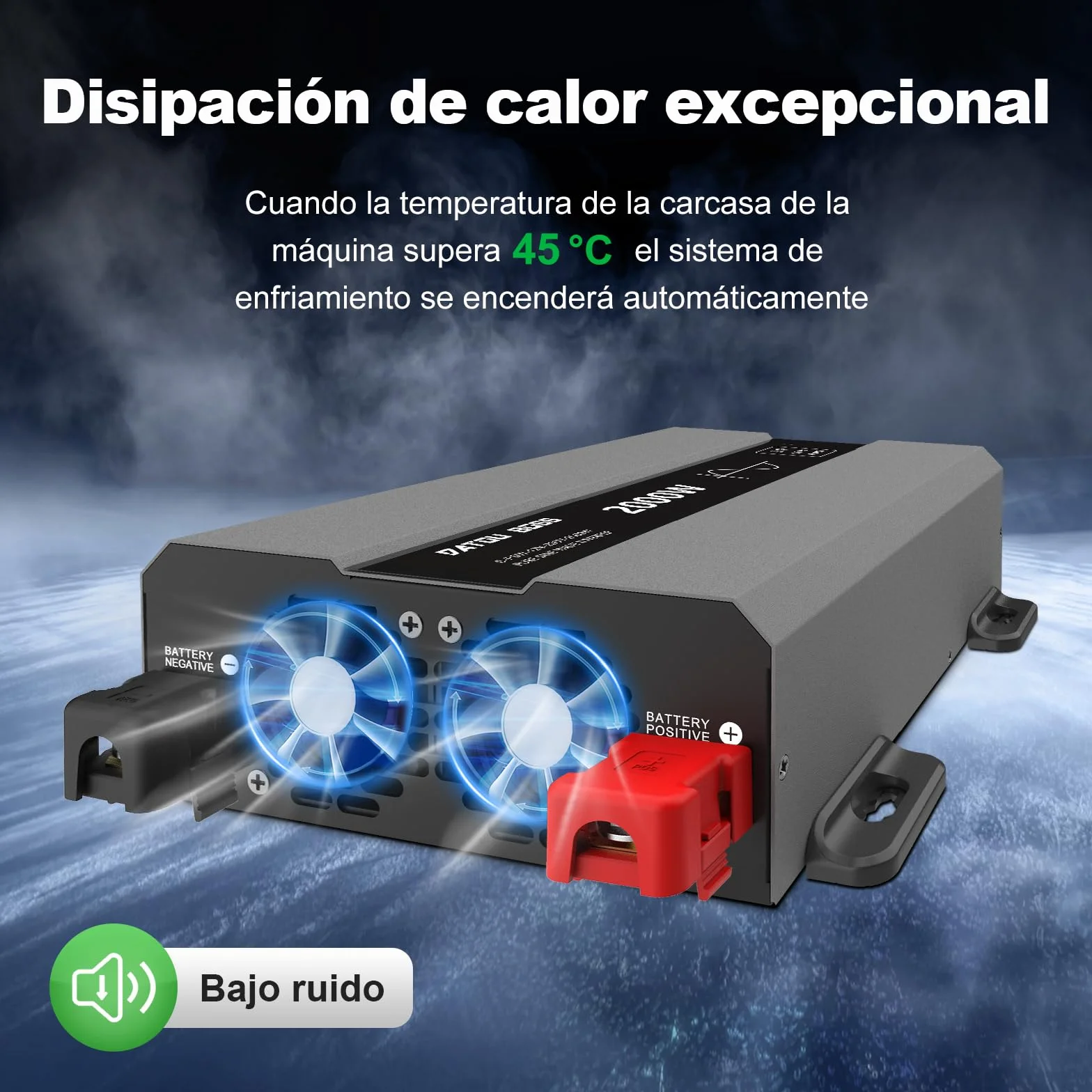 DATOUBOSS Inversor 24V 220V 2000W Onda Sinusoidal Pura, Convertidor 4000W(Pico) con 2 Enchufes de la UE, Transformador con USB-A y USB-C, Pantalla LCD,Mando a Distancia, para Coches, Camiones, Camping