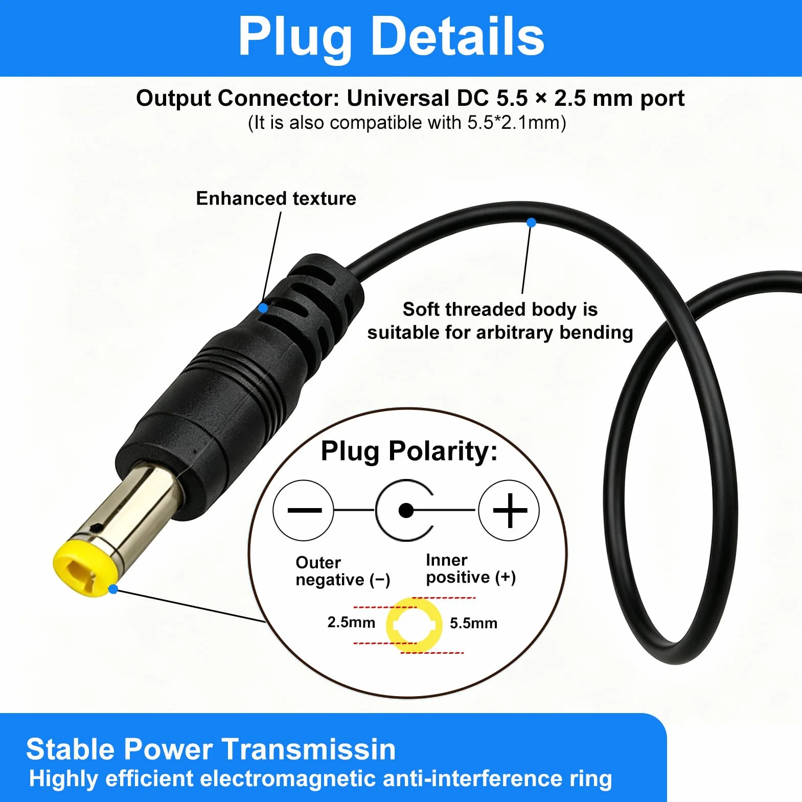 24V 3A Adaptador Fuente de Alimentación 72W, Transformador AC100-240V con Enchufe EU y DC Conector 5.5x2.5mm, Cargador para Tiras LED, Cámara CCTV, Router, Monitor, TV Box, 1.5M Negro