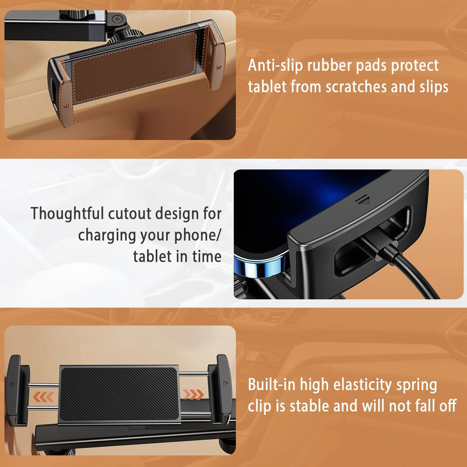 Soporte Tablet Coche Extensible, Soporte Extensible para Tablet Móvil Soporte Reposacabezas Asiento Trasero con Apoyo 360 Rotación para 4,7~31 Pulgadas de iPad y iPhone, Galaxy Tab, Huawei, Switch