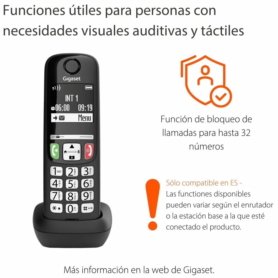 Gigaset E275 Duo 2 Teléfonos DECT Inalámbrico Pantalla Gráfica Blanco y Negro Iluminada Negro