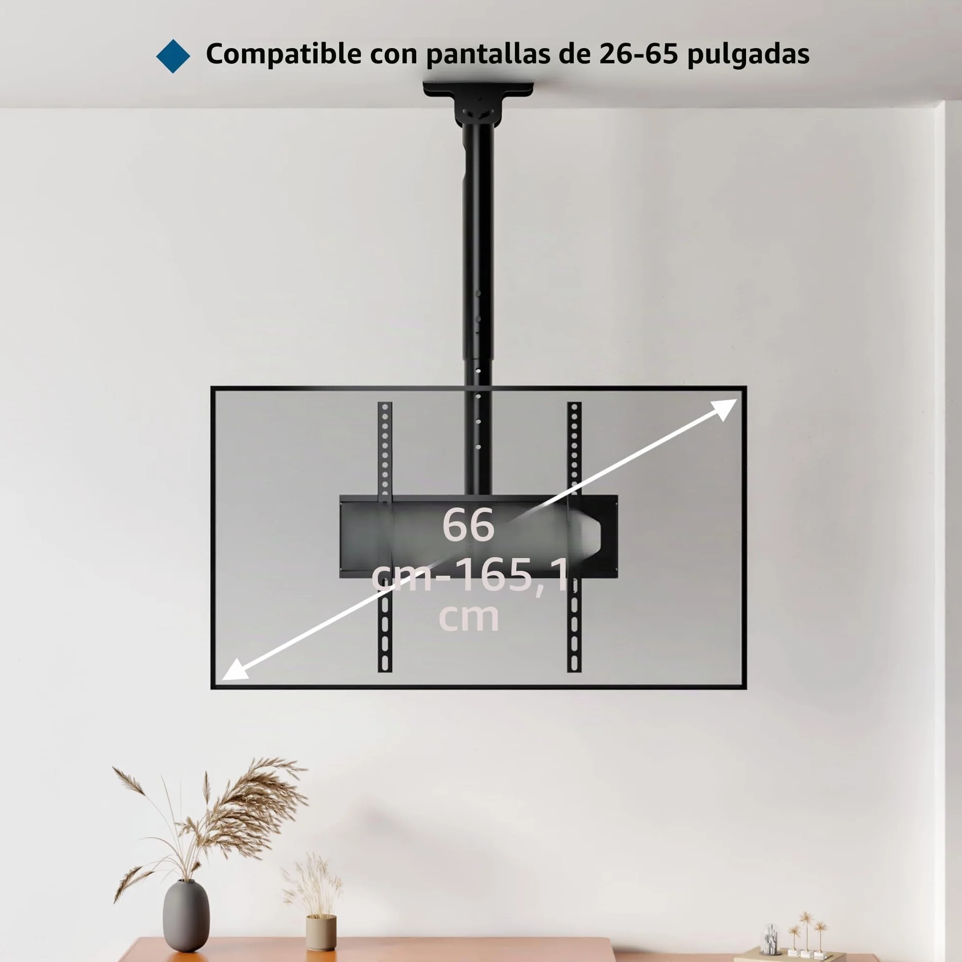 BONTEC Soporte TV Techo Inclinable y Giratorio 26-65 Pulgadas VESA 400x400 mm 45 kg