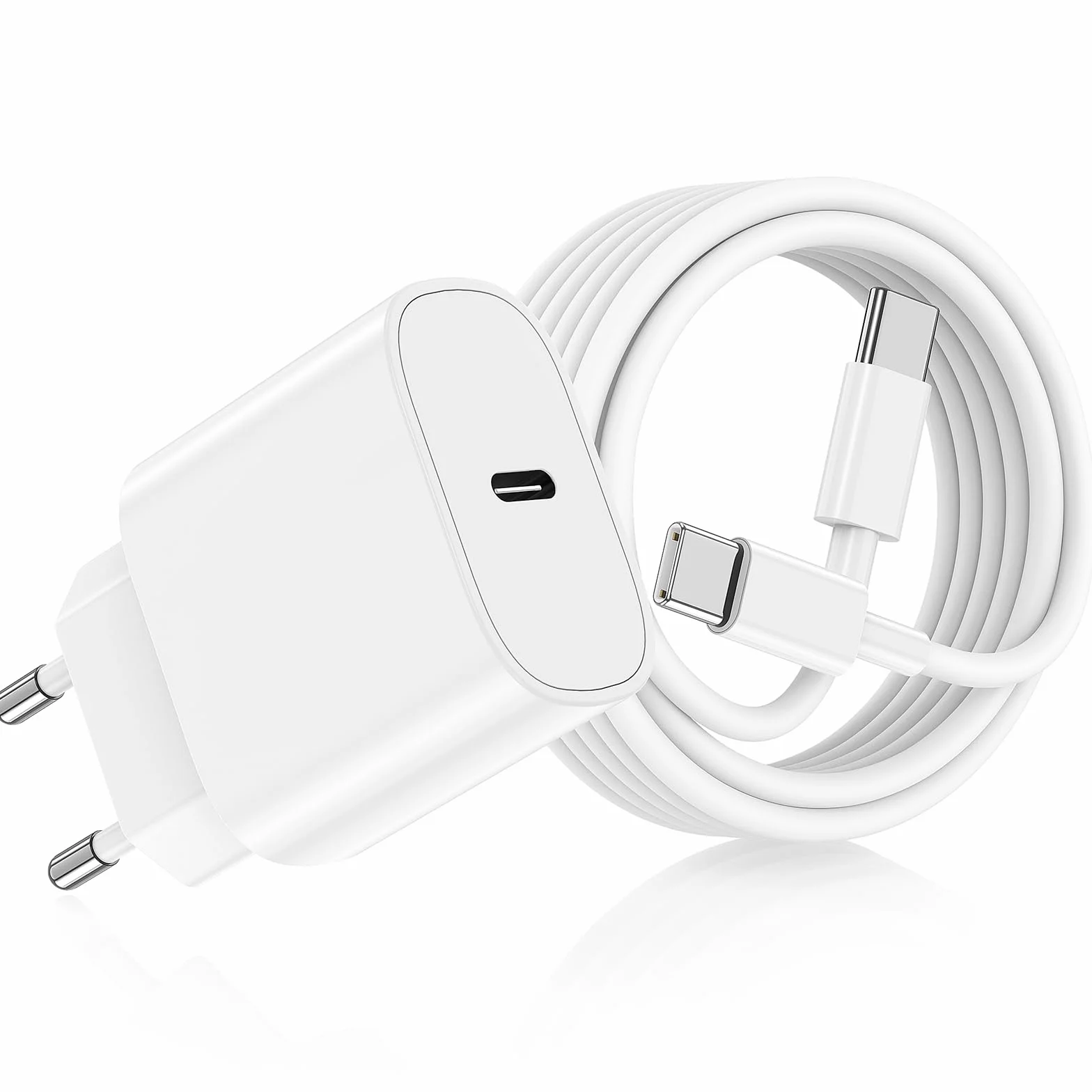 Cargador USB-C Carga Rápida 20W para iPhone 17 16 15 con Cable 2M