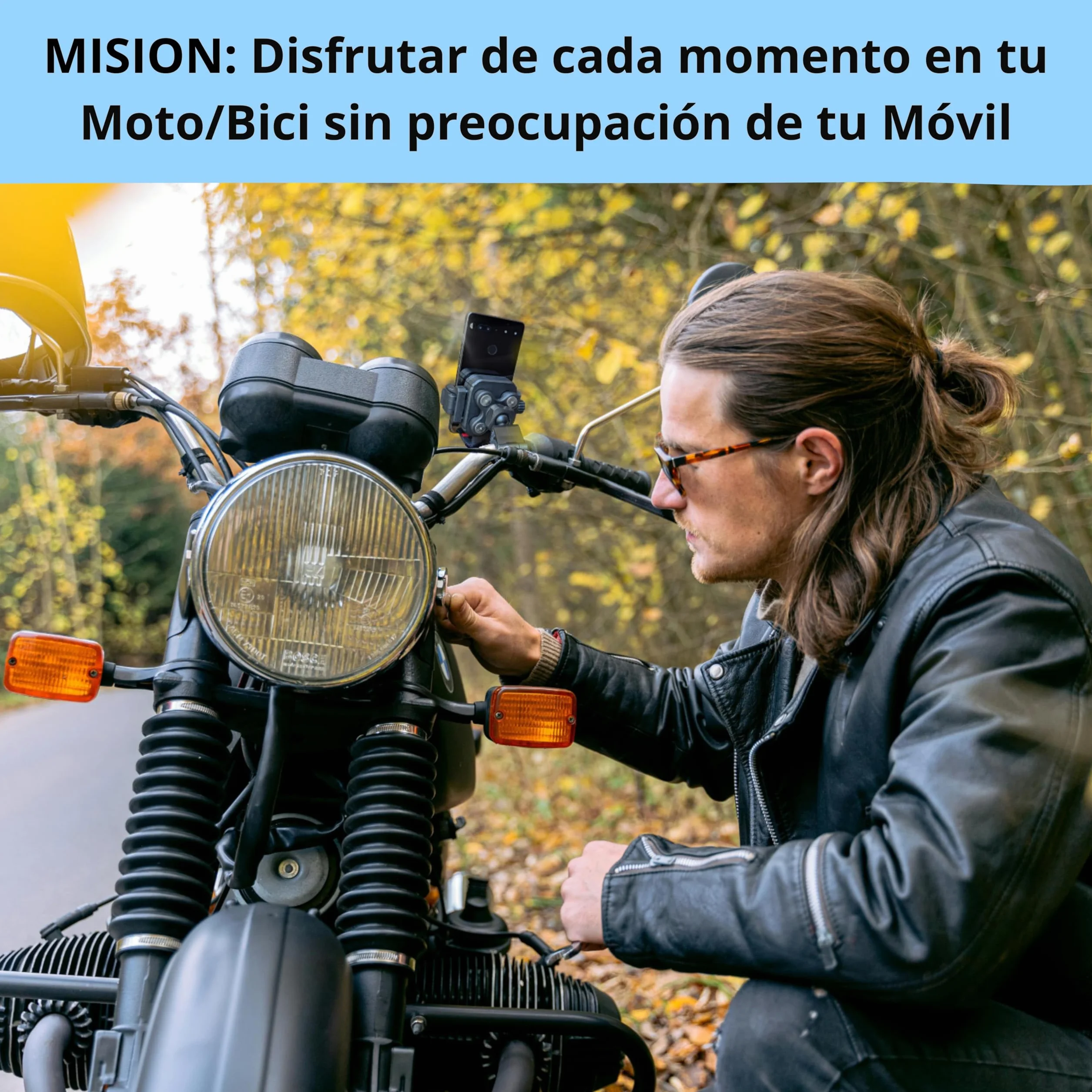 Soporte Móvil Antivibración y Antirrobo para Bicicleta, Porta Móvil Bici Liberación Rápida 360° para iPhone 13-17, Samsung, Xiaomi, 4.0"-7.0" Smartphone