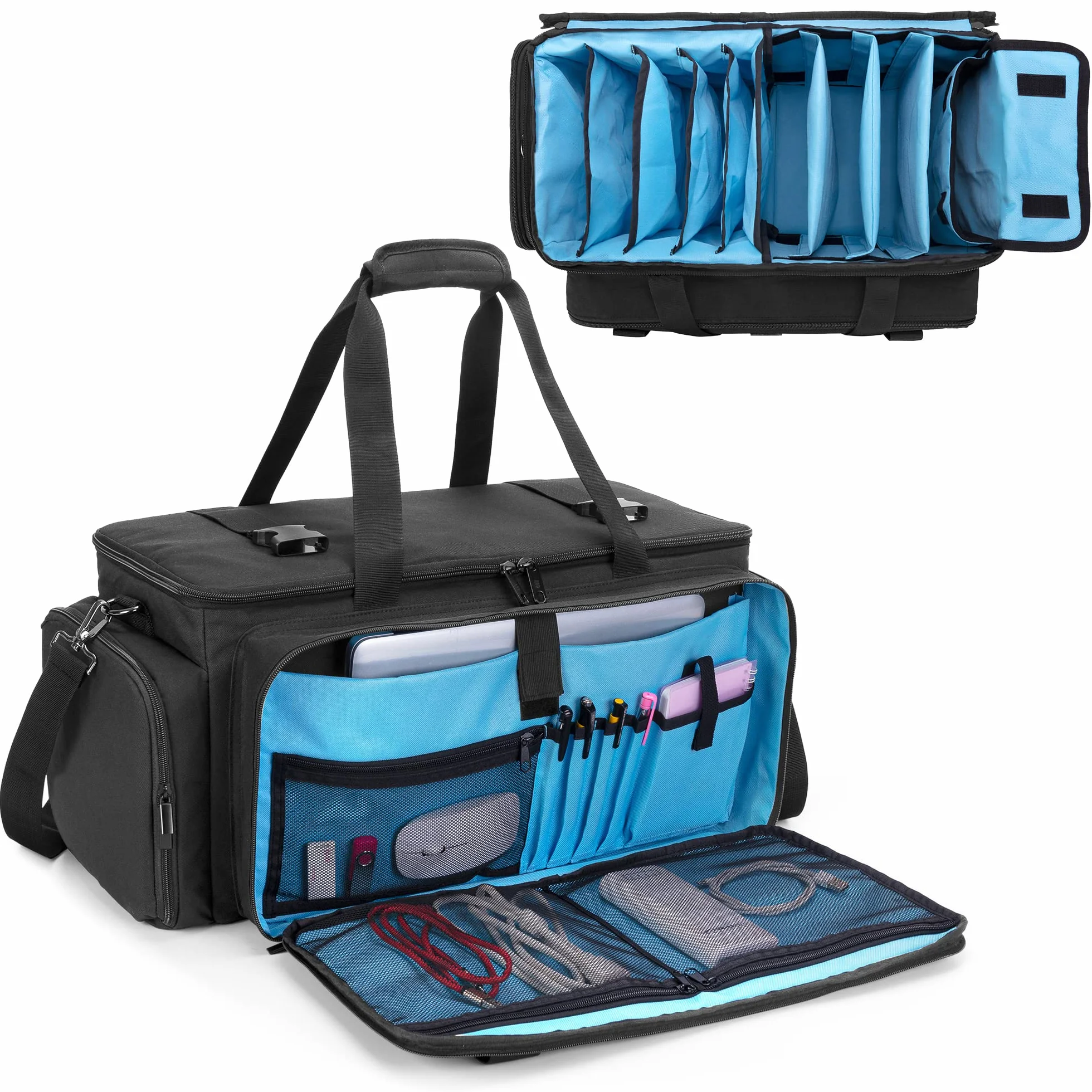 HODRANT Bolsa para Cables DJ Gig, Estuche para Cable DJ Grande con Fondo Acolchado Resistente y Divisores, Organizador de Almacenamiento de Equipo de DJ de Viaje para Instrumento Musical, Solo Bolsa