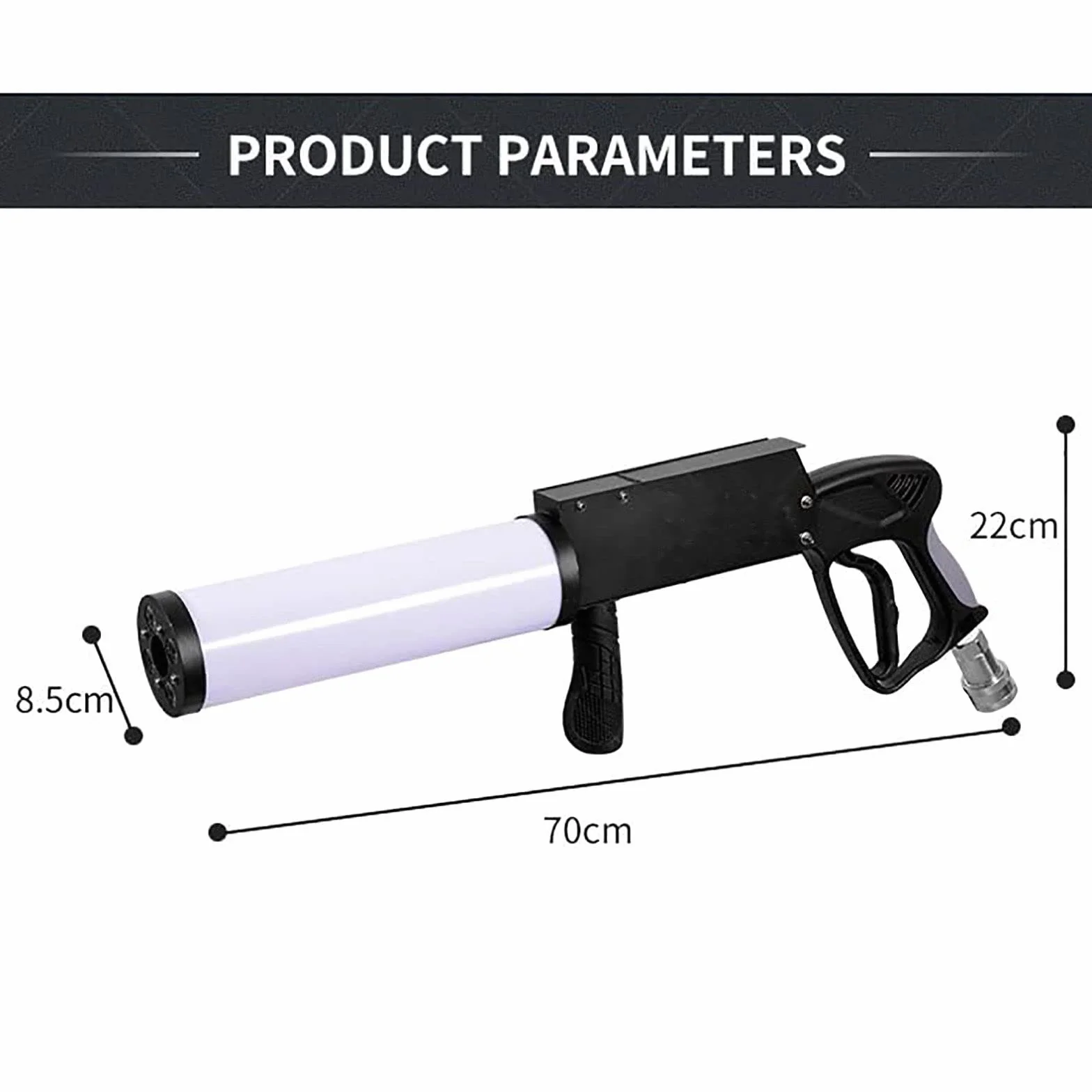 Janefer care Máquina de Niebla de CO2, Pistola de cañón de CO2 LED de Mano, máquina de Chorro RGB, Barra de Club, Efectos de DJ, Pistola de Humo, Rojo, Verde, Azul, 3 Colores