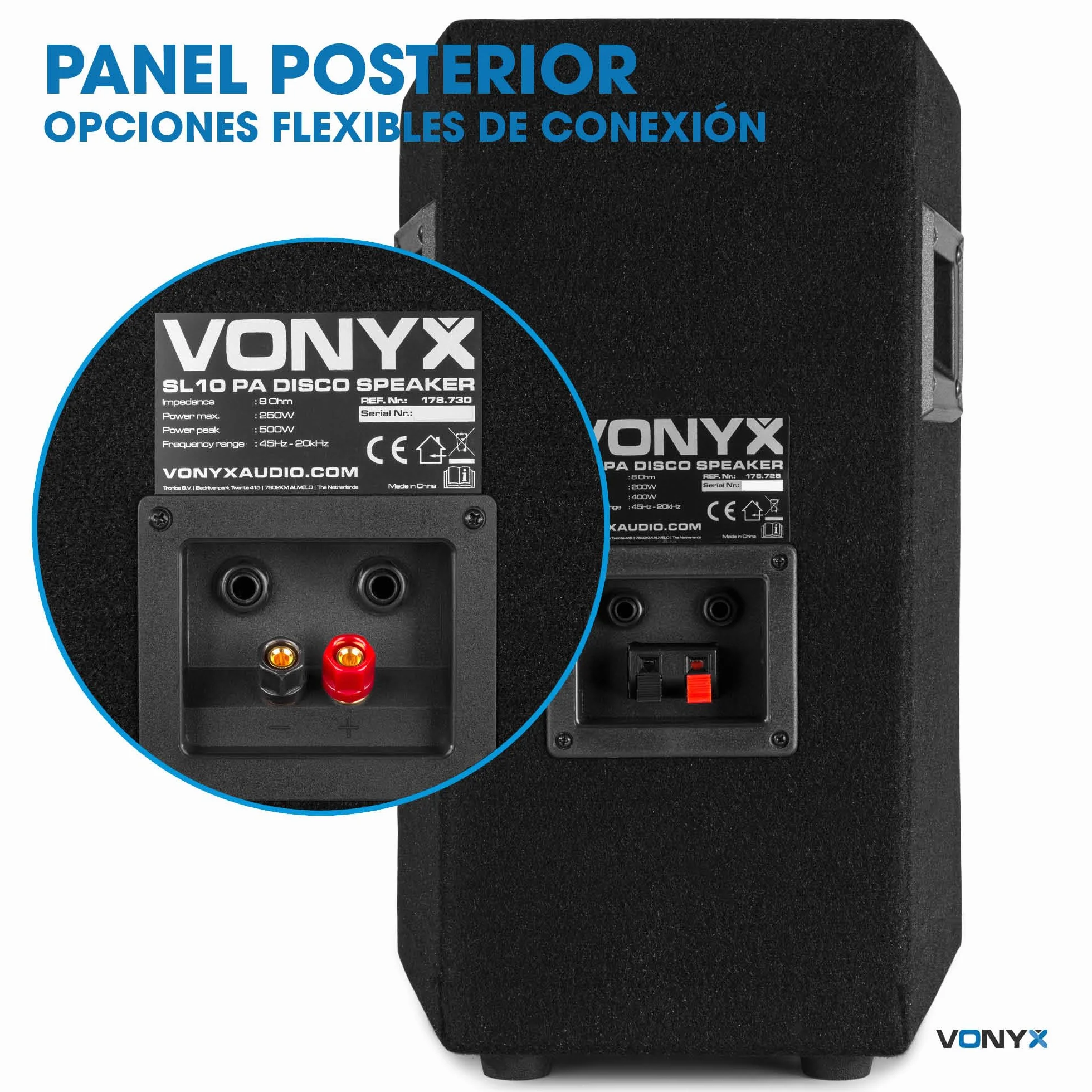 Vonyx Set de Altavoces PA, Cajas de música pasivas, Equipo DJ, 1700 W, 2 subwoofers, 2 Tapas, 2 Cables de Altavoz Bi-Amp, Sistema PA, para Fiestas, Conciertos y pequeños Festivales