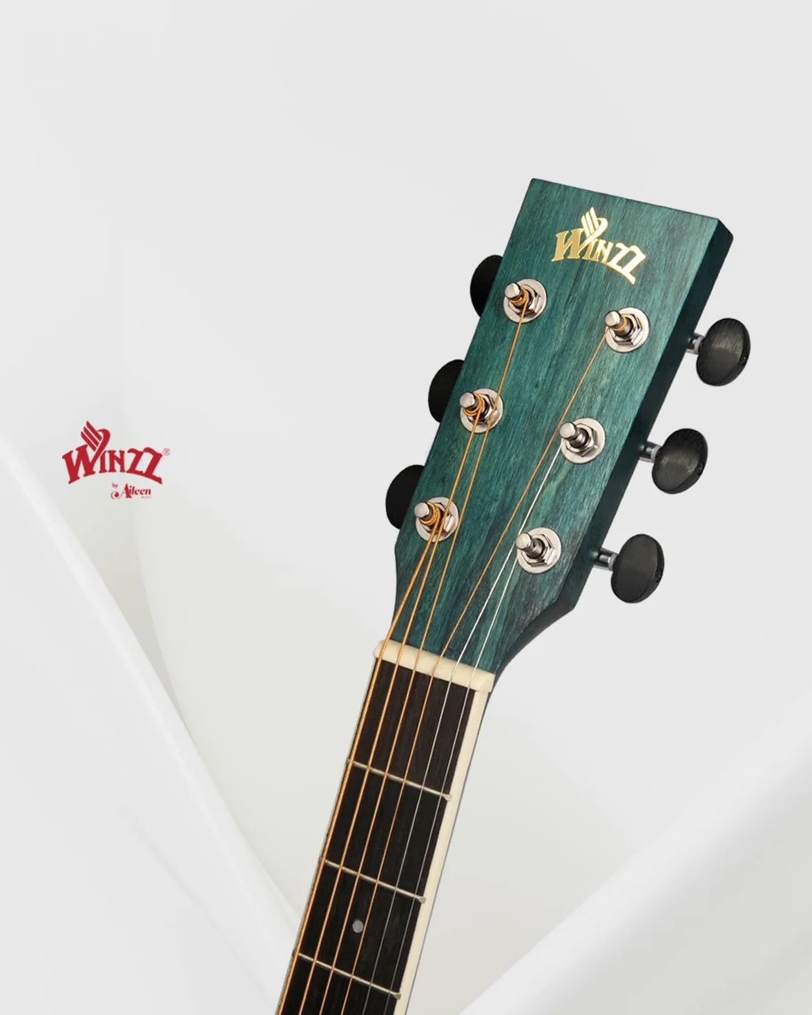 Winzz 40 Pulgadas Guitarra Acústica con Cuerdas de Acero para Principiantes Adultos y Estudiantes, Elegante Diseño de Color Único (Azul-Verde)