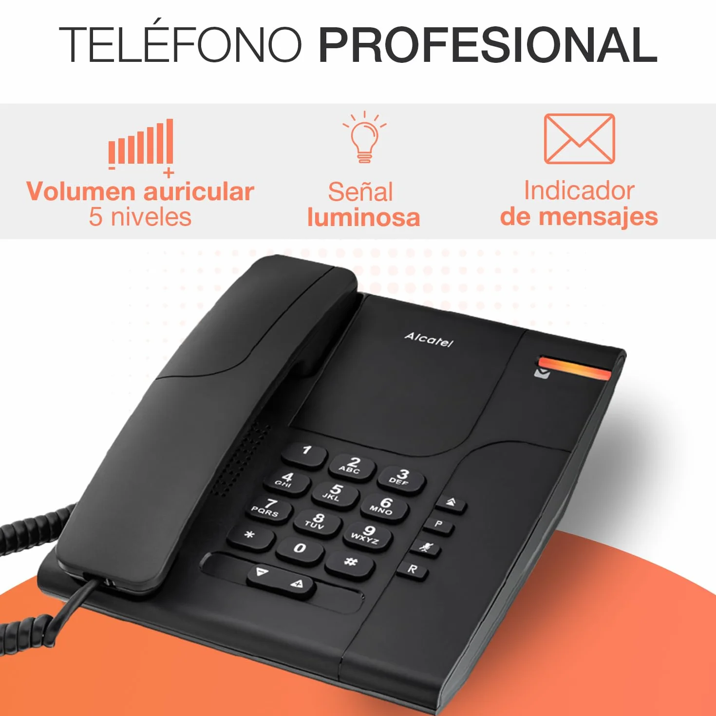 Alcatel Temporis 180 Pro 2 Piezas Teléfono Manos Libres Negro