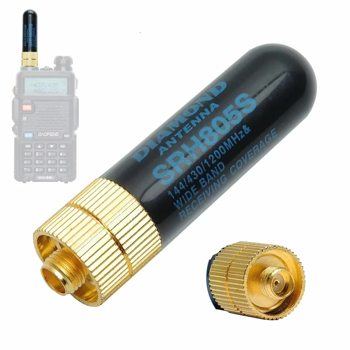 TECHZOCO Antena de Doble Banda SRH805S SMA-F 2.15dbi 50 Ohm 5 cm para Baofeng UV-5R