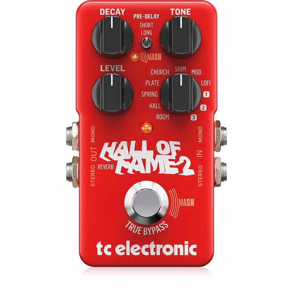 Pedal de reverberación icónico TC Electronic HALL OF FAME 2 REVERB con interruptor de pie MASH innovador y efecto Shimmer