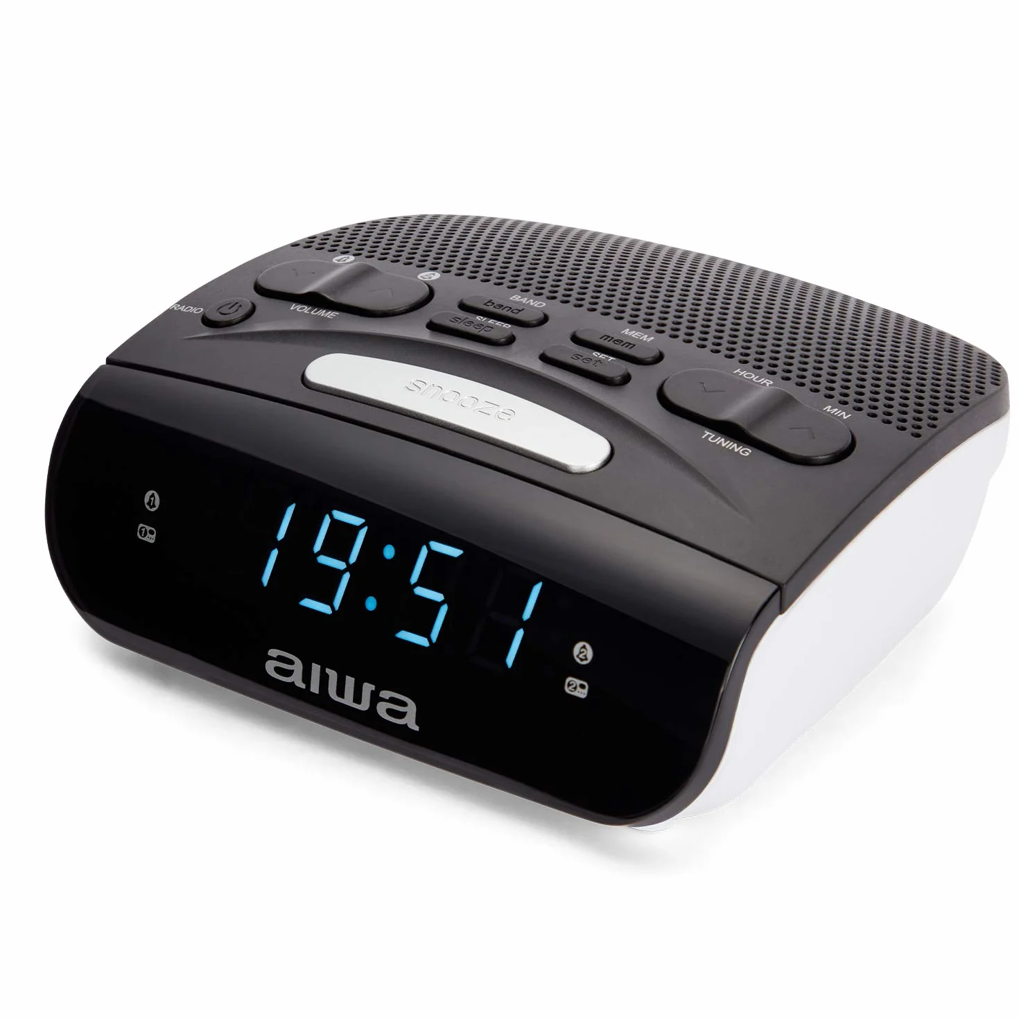 Aiwa CR-15: Radio Reloj Despertador, Pequeño, con función Snooze & Sleep, Despertador por Radio o Alarma