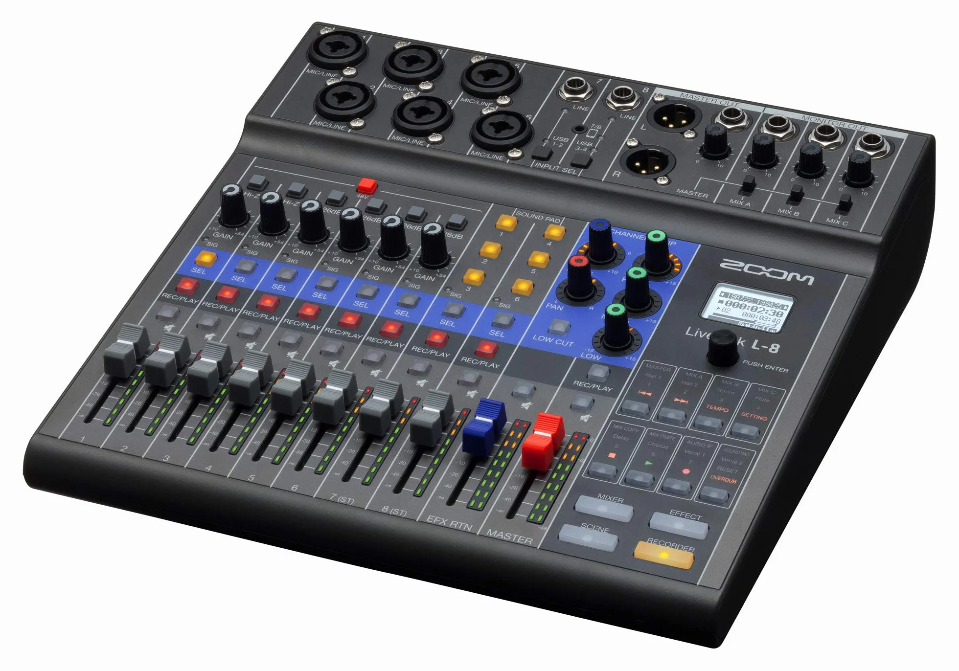 Zoom - L-8 - Mixer digital 8 canales, grabador e interface de audio USB