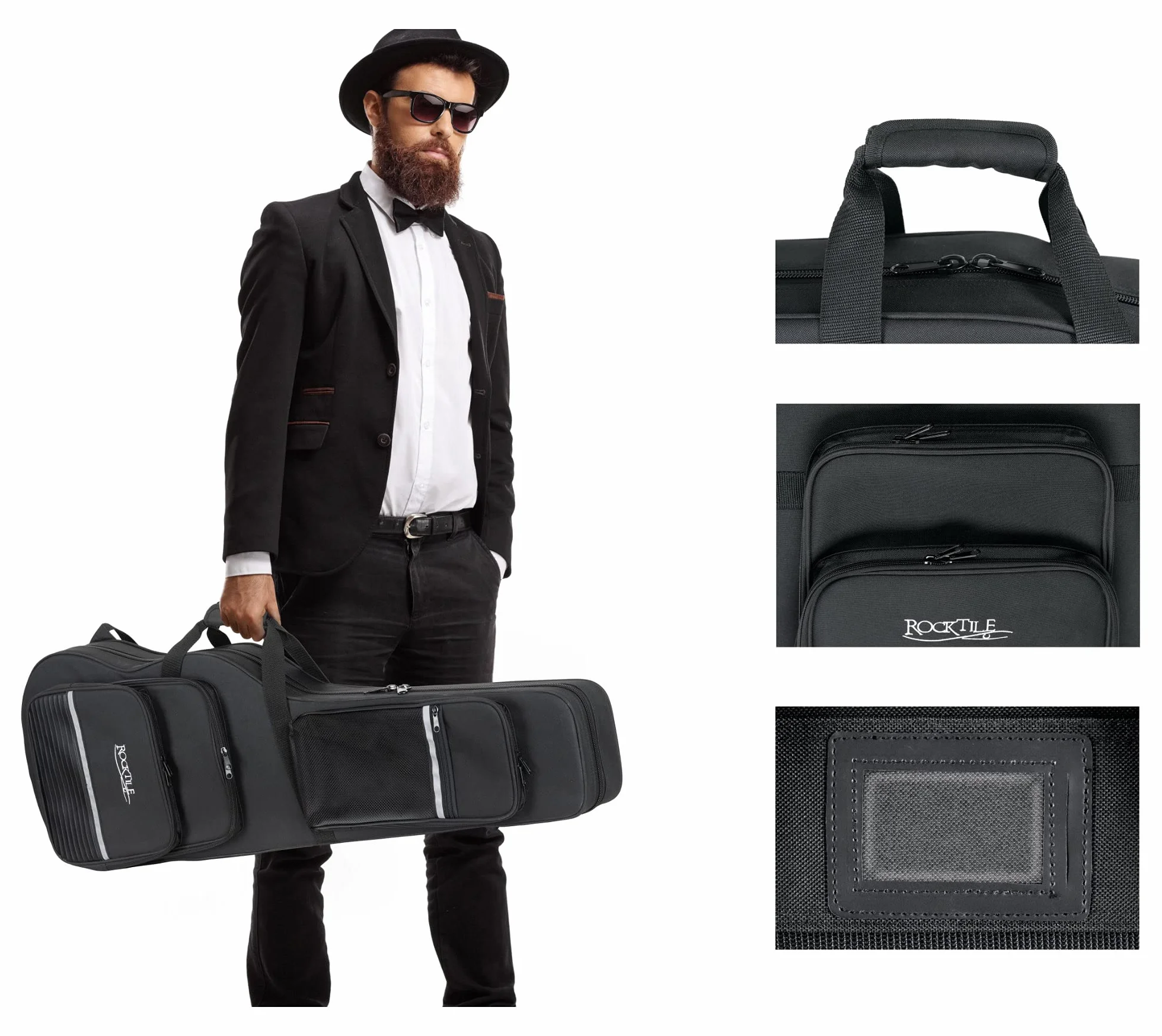 ROCKTILE Funda Premium para Guitarra Eléctrica - Gigbag con Acolchado Térmico Extra Grueso - Estuche para Guitarra Eléctrica con 3 Bolsillos Exteriores Grandes para Partituras Y Accesorios