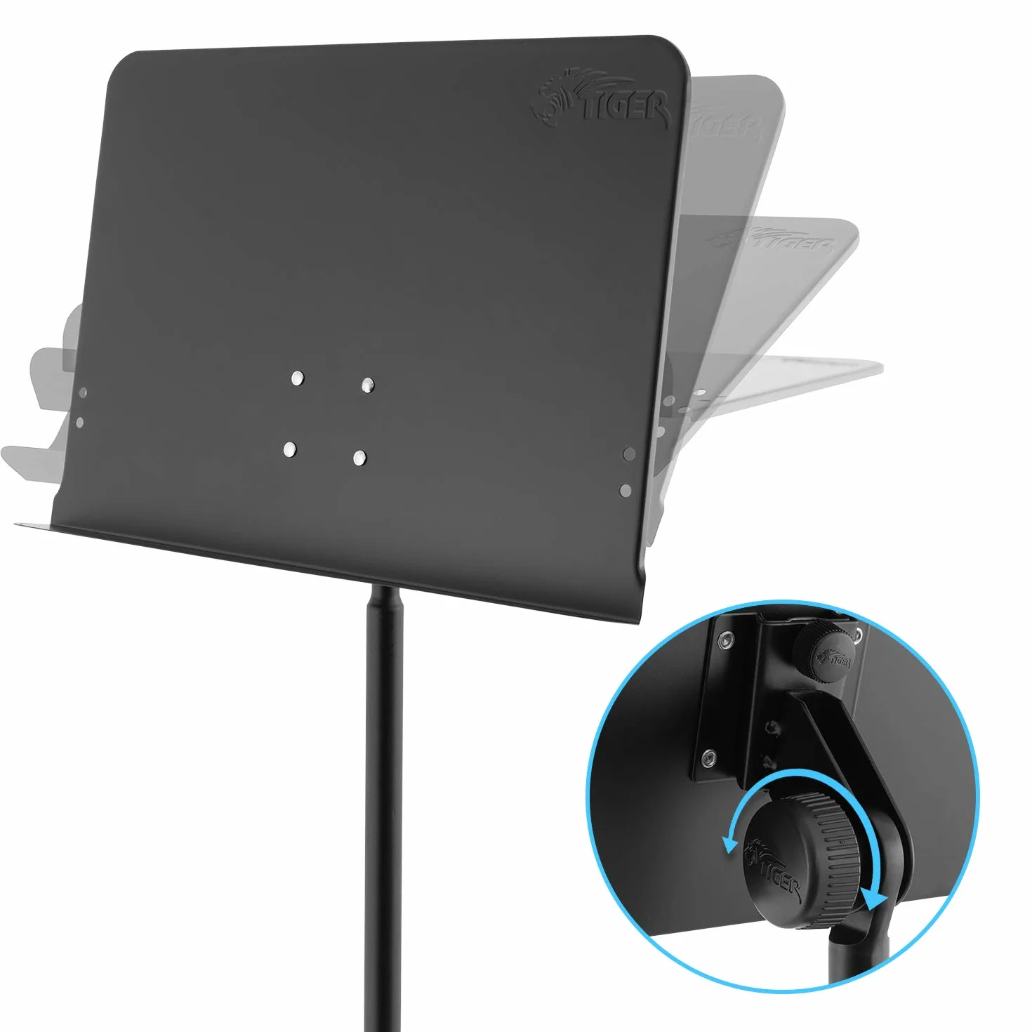 Tiger MUS14-BG Atril Telescópico Orquestal con Funda – Resistente y Ajustable para Músicos