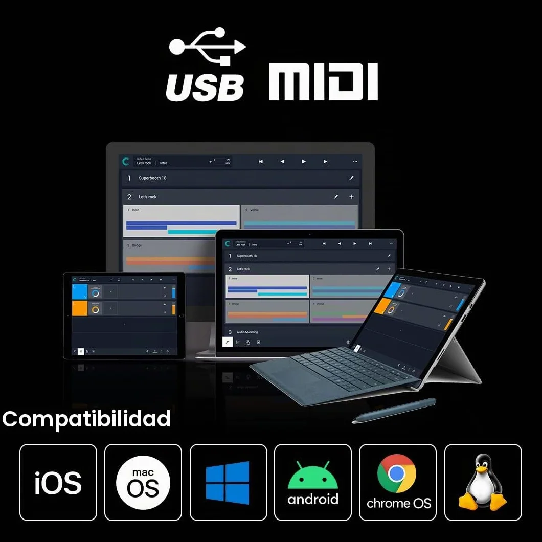 CME U6MIDI Pro – Interfaz MIDI con Router, Mapeo y Filtro, USB MIDI Plug & Play para Ordenadores, MIDI Independiente 3 Entradas / 3 Salidas para Merge, Split y Thru