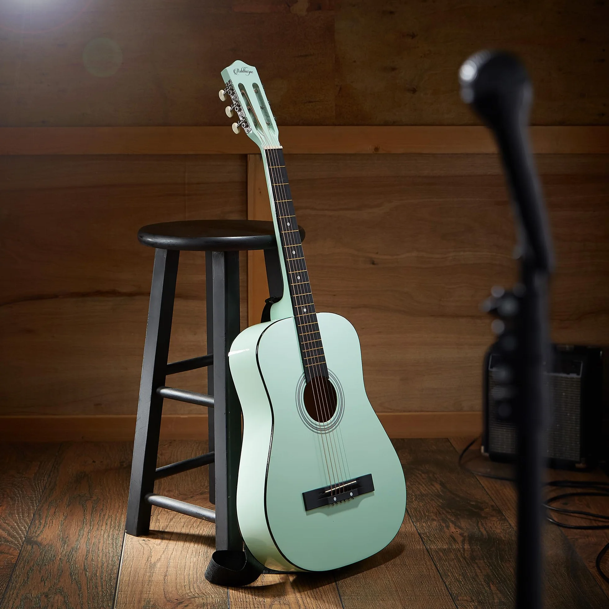 Ashthorpe Paquete de guitarra acústica para principiantes de 38 pulgadas (verde menta), kit básico para principiantes con bolsa de concierto, cuerdas, correa, afinador, púas