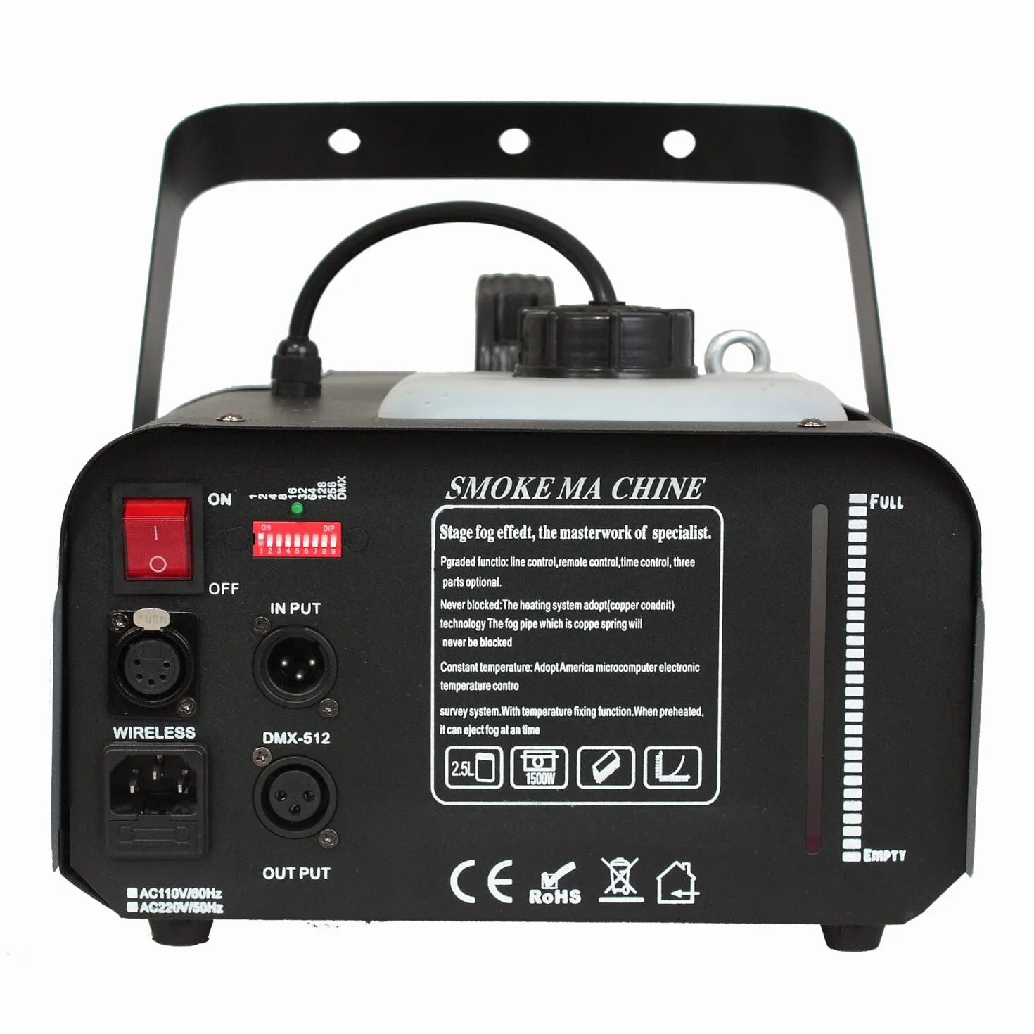 Ibiza - LSM1200PRO - Máquina de humo profesional de 1200W programable con DMX y mando a distancia - Negro