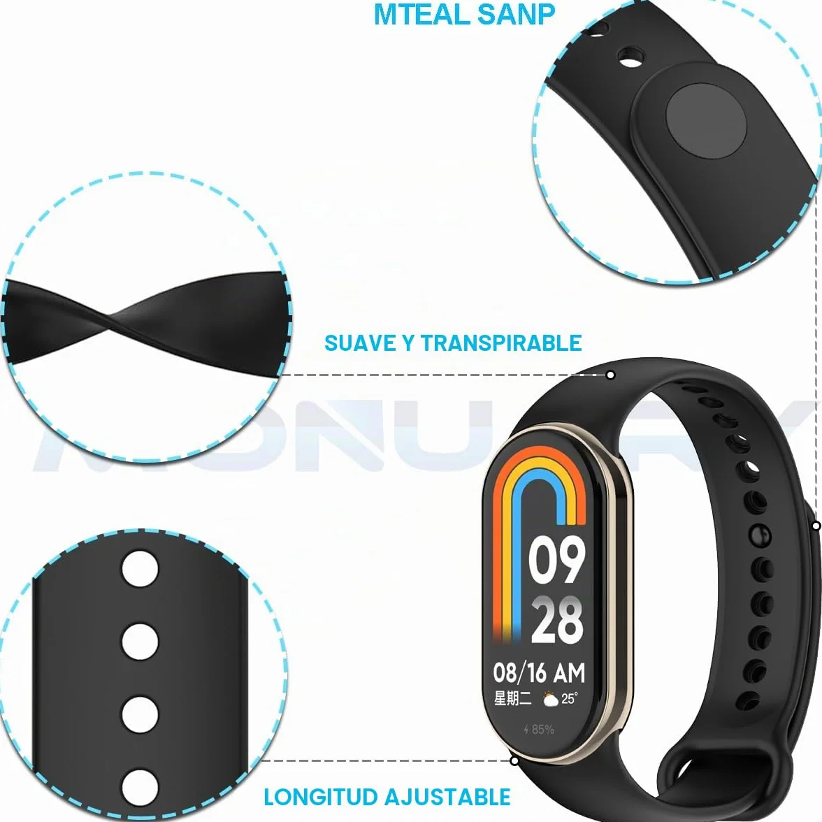 Correas Compatibles con Xiaomi Smart Band 10/9/8, 3-10 Piezas, Pulseras Deportivas, Herrajes Metálicos