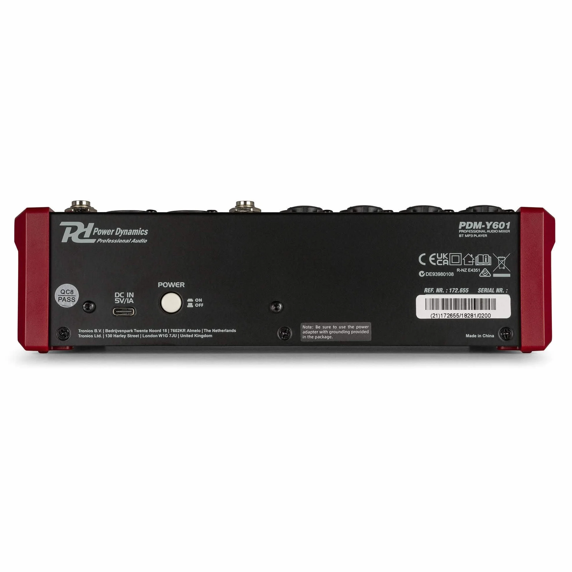 Power Dynamics PDM-Y601 Mezclador de audio 6 canales. Mesa de mezclas con Bluetooth, alimentación phantom de 48 V, USB-C. Mezclador de audio para estudio, 99 efectos DSP, 24 bits, 48 kHz, Jack, XLR