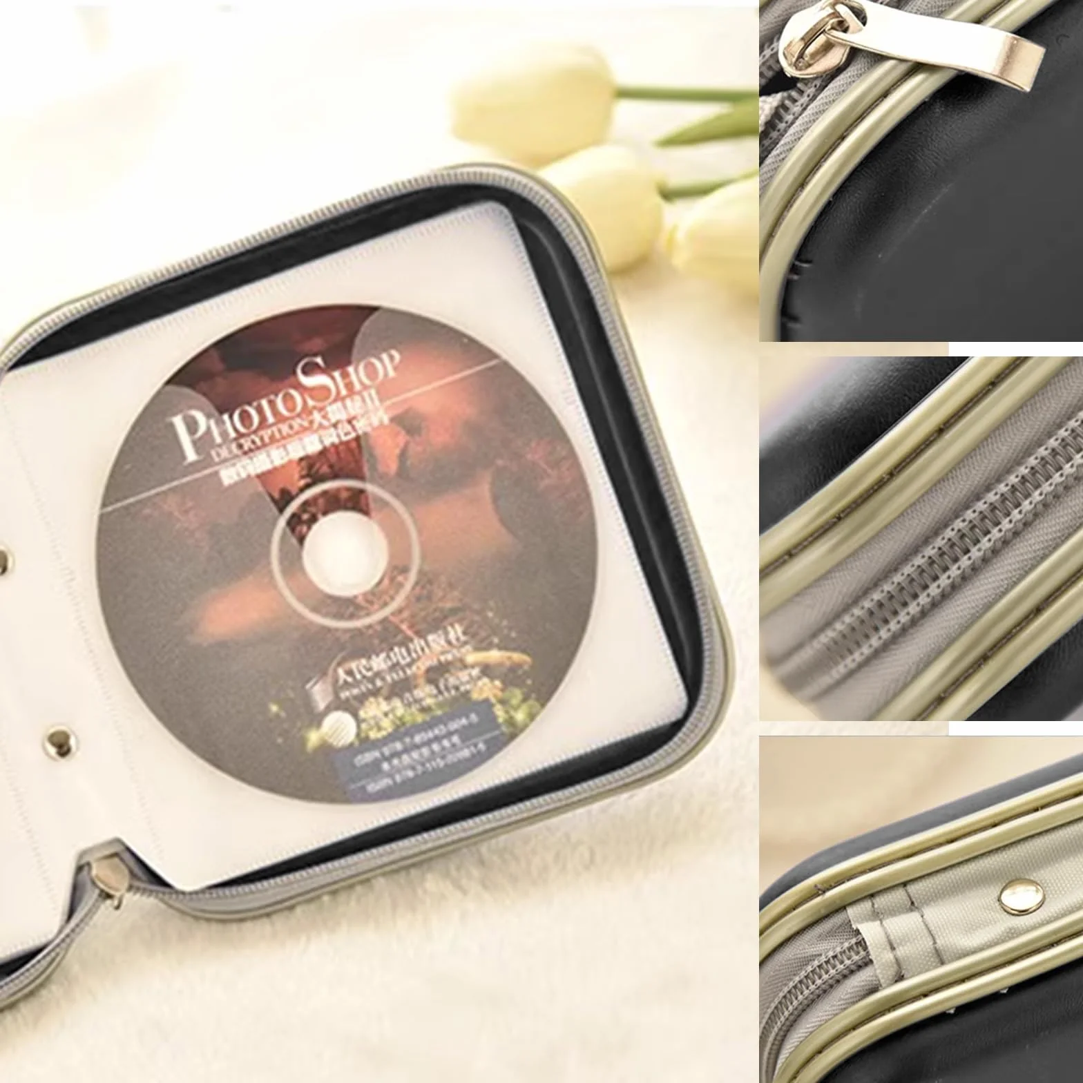 Estuche Porta CD 1PCS Portátil Bolsa de CD/DVD Estuche para 40 CDs Porta Almacenamiento DVD Bolsas Muy Adecuado para Viajar Usar en Automóviles y en Casa Caja CD(Negro)