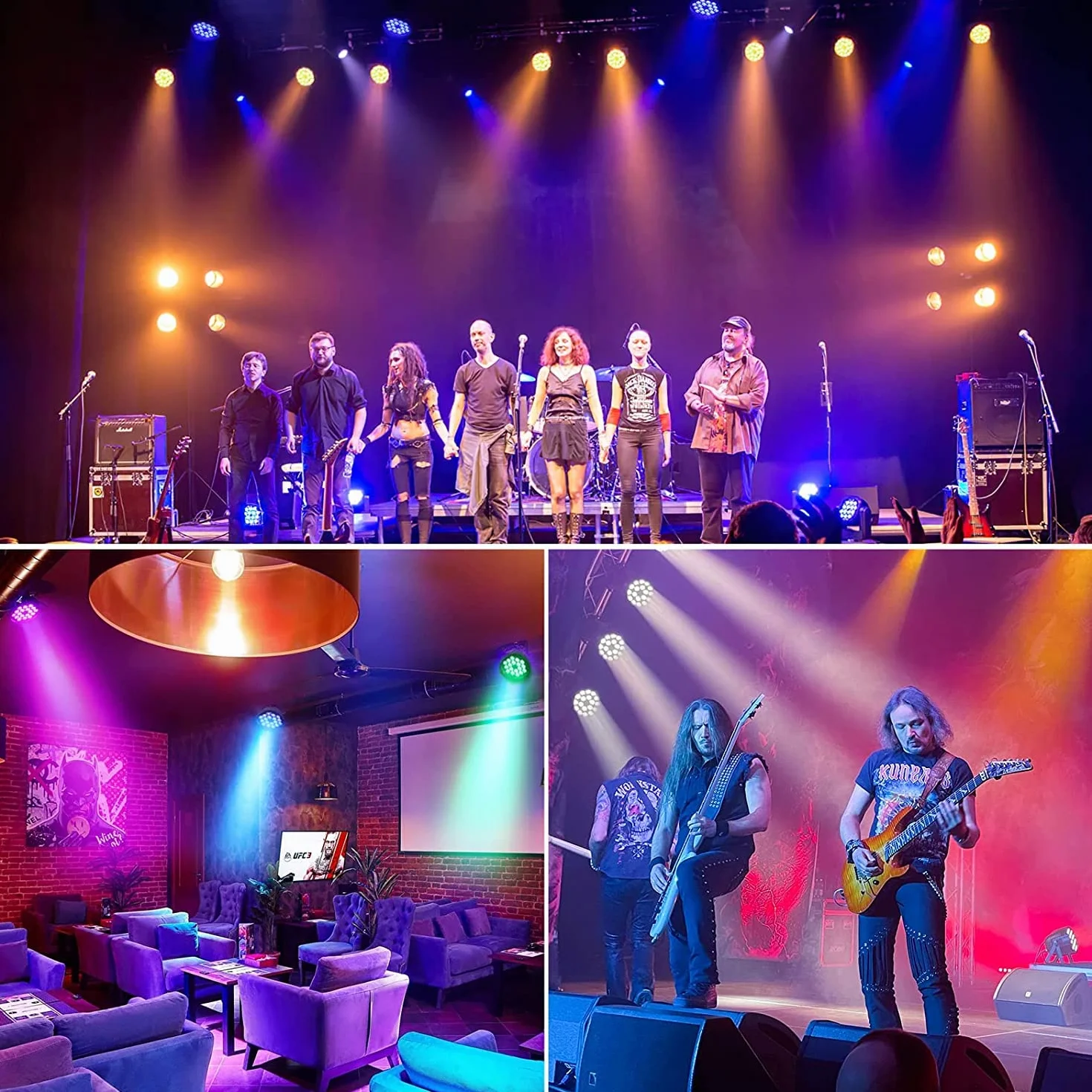 U`King 4PCS Par LED Recargable con Bolsa, RGB 36 LED Focos Luces Escenario con Control Remoto y Función de Temporización, 7 Modos de Iluminación de Escenario y Control DMX para DJ Discoteca Party