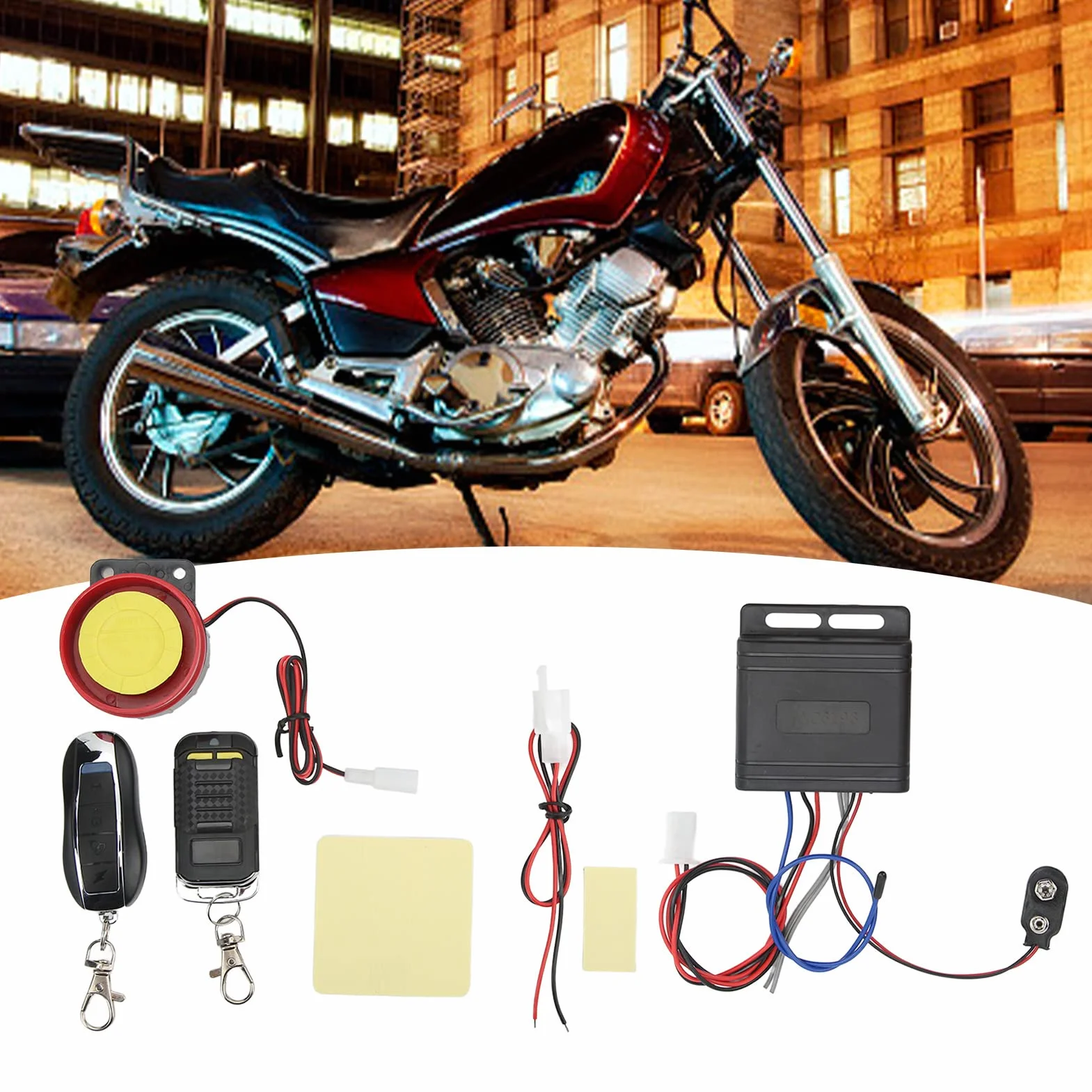KIMISS Sistema de Alarma para Motocicleta, Alarma de Vibración Inalámbrica de Seguridad Antirrobo 12V Universal para Scooter Bike