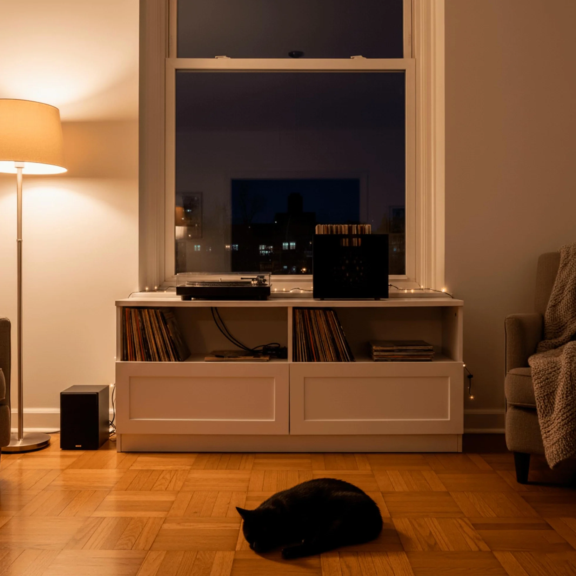 Caja de Vinilos en Madera y Acero Carbono Orbit | Archivador Discos de Vinilo Minimalista | Caja para Discos de Vinilo Apilable | Estanteria para Vinilos | Capacidad 50 LPs