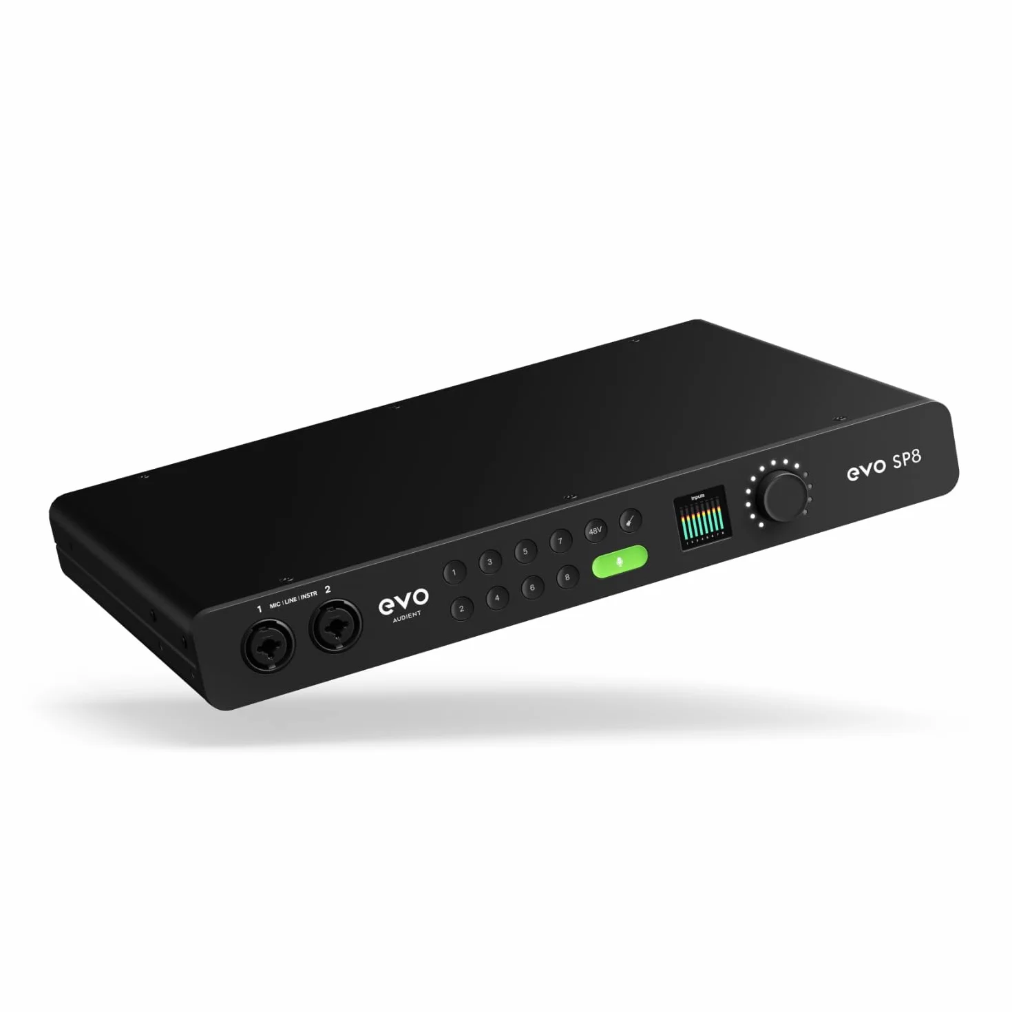 Audient EVO SP8, expansor de preamplificadores de estudio, ocho preamplificadores EVO, 8 preamplificadores de micrófono EVO con Smartgain, preamplificador de micrófono, negro