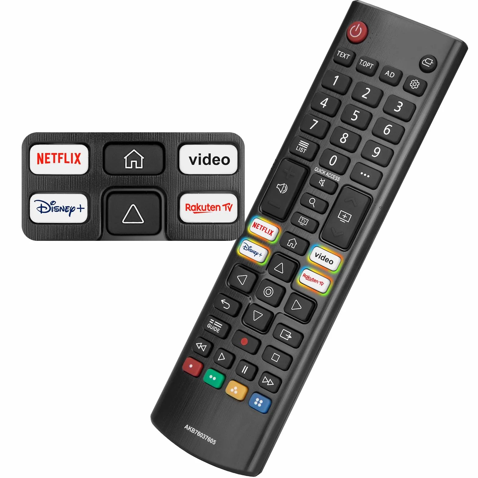 Mando Universal LG Smart TV, Control Remoto Infrarrojo con Botones Netflix Disney+ Rakuten TV