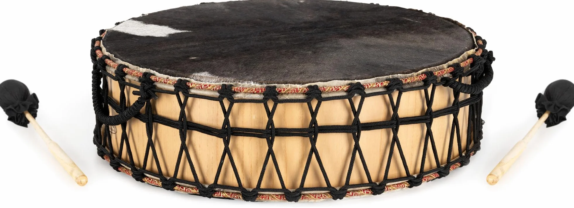 Cantabile Tambor chamánico 20" — tambor ritual y de meditación con piel de cabra en ambas caras; incluye soporte 3 patas, funda acolchada y 2 mazas de fieltro. Sonido resonante y profundo. Natural.