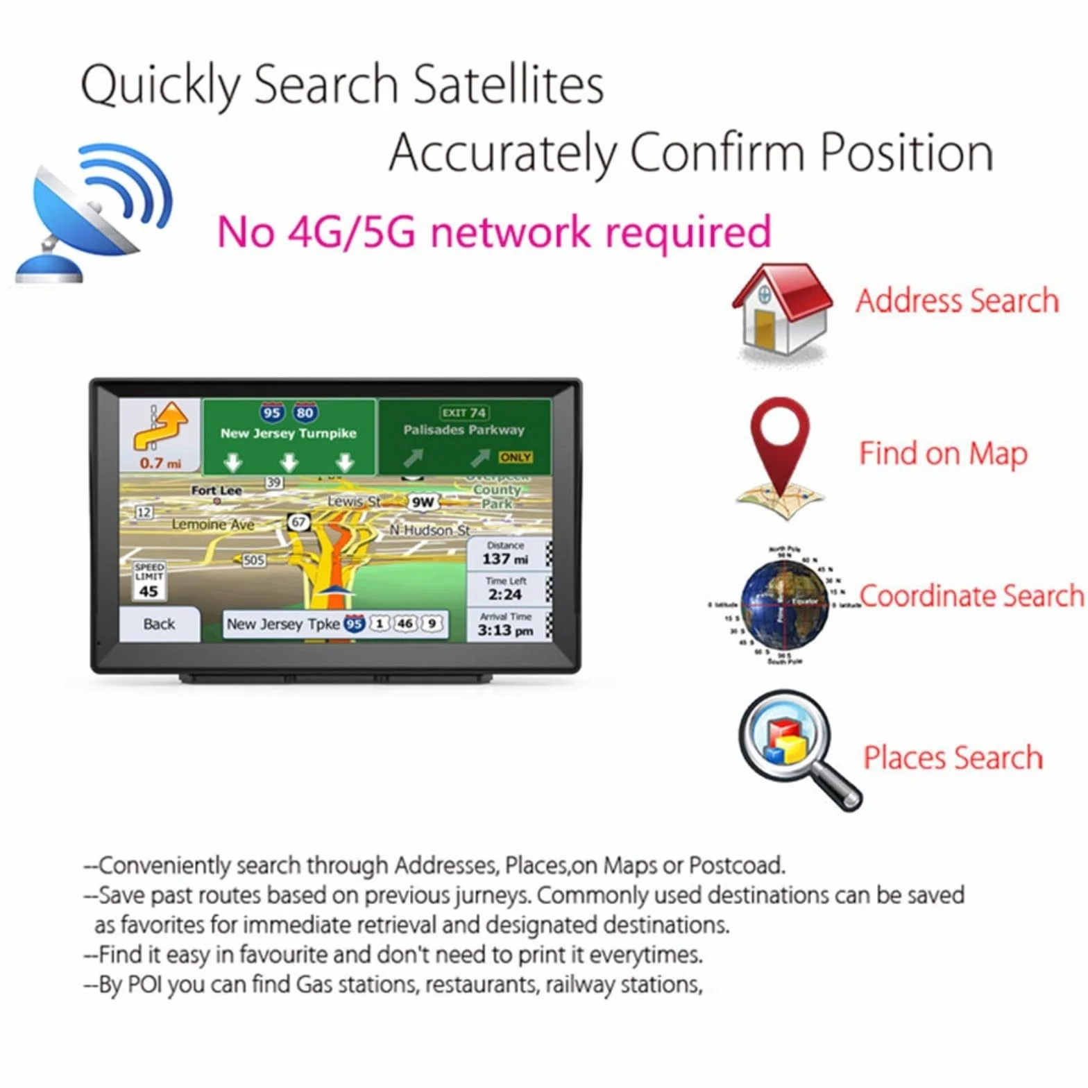 Navegador por satélite, navegación GPS de 9 pulgadas para coche, camión, con mapas del Reino Unido de la UE 2024, actualización de mapas de por vida, reproductor multimedia, búsquedas