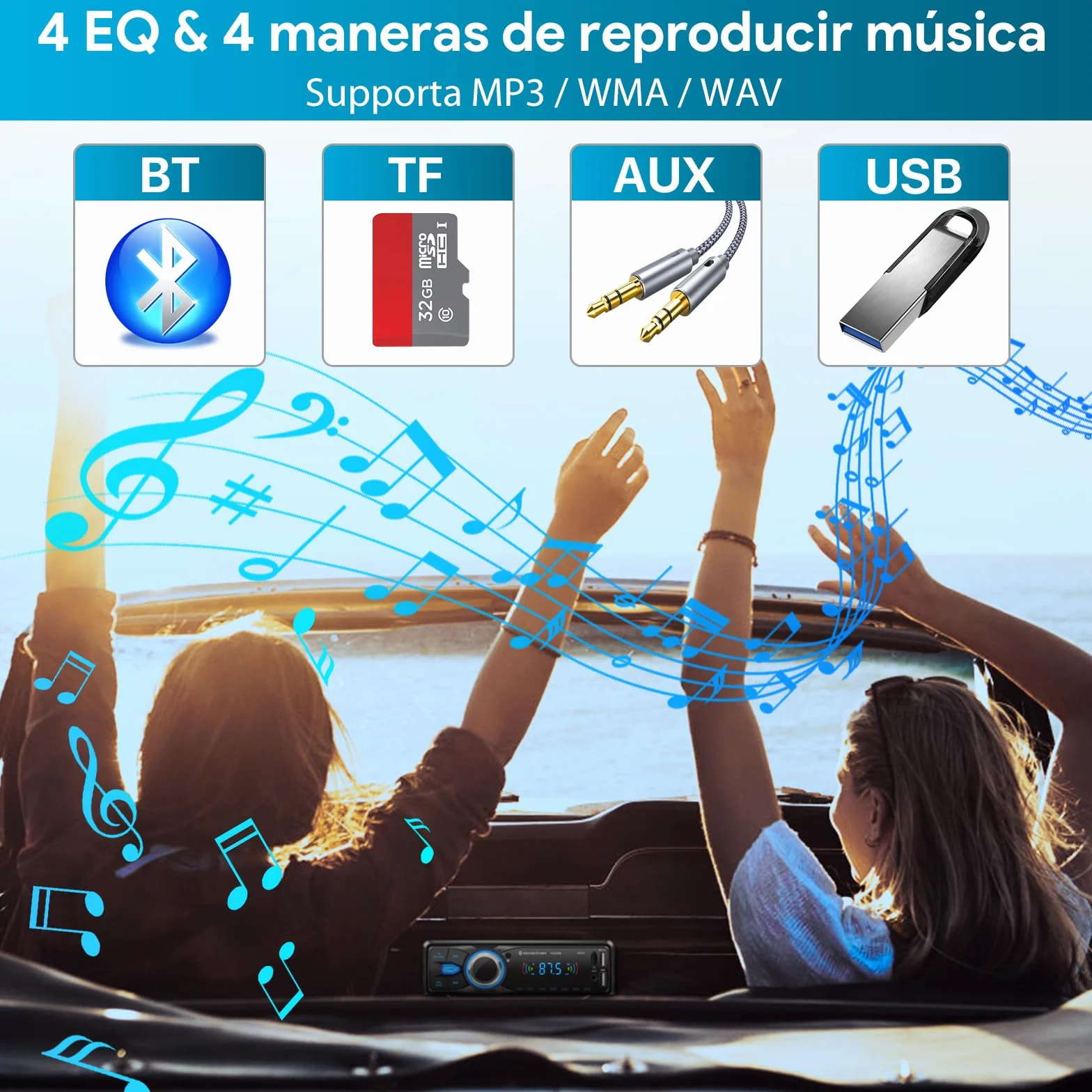 Radio Coche Bluetooth 5.0 Manos Libres, Chismos Autoradio Coche Bluetooth Pantalla1 DIN FM Radio soporta MP3/AUX/2USB/Control Remoto/Carga Rápida (Sin RDS/CD/DVD)