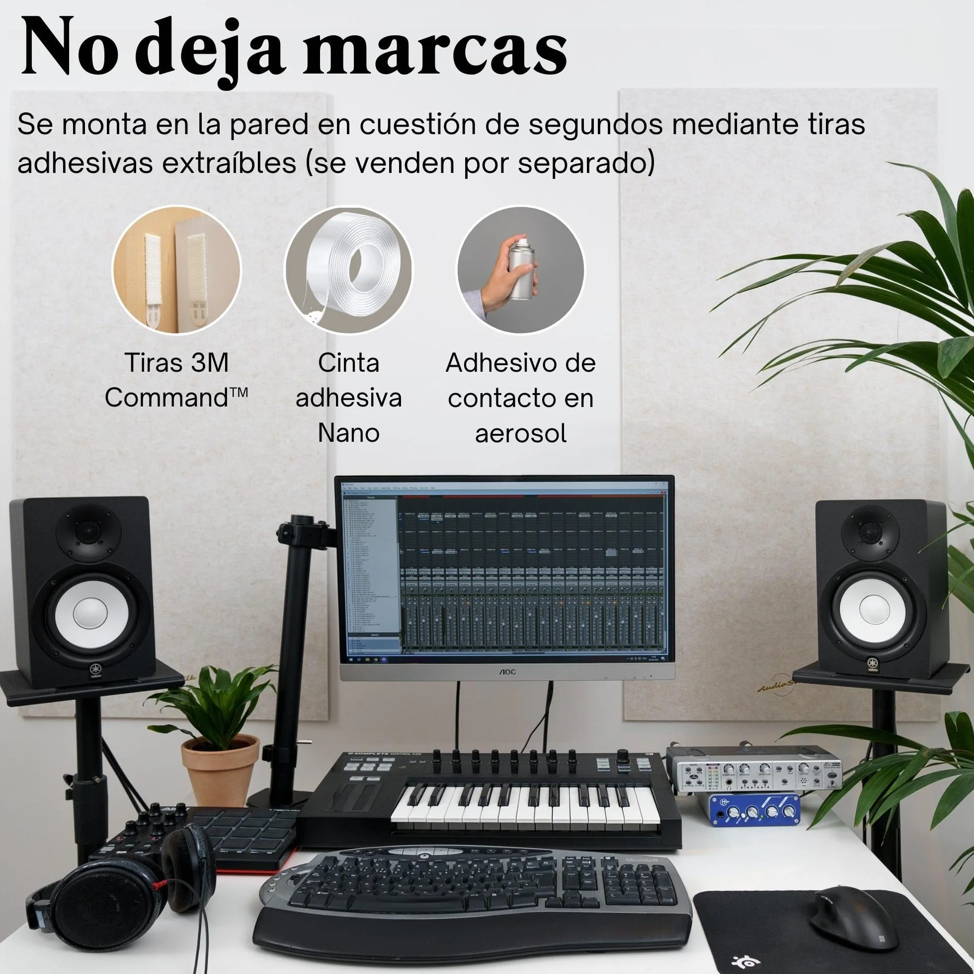 Paneles Acústicos, Paquete de 4 - KIT DE HABITACIÓN, Grande, 116 x 58cm, Natural