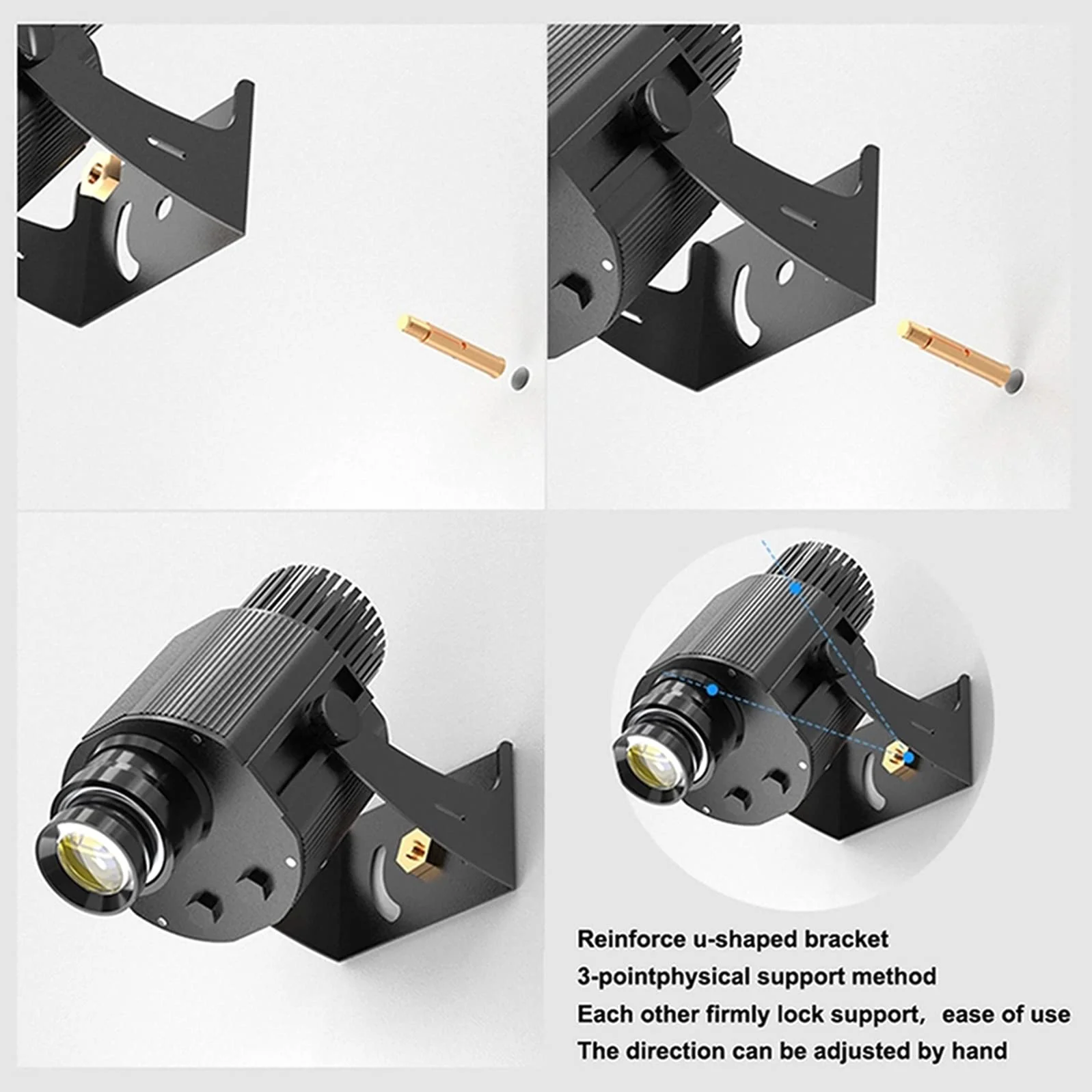 100W LED GOBO Logo Proyector Rotor Tabla Manual Zoom Control Remoto Custom GOBO Company Store Tienda Publicidad Signo,Negro,Outdoor