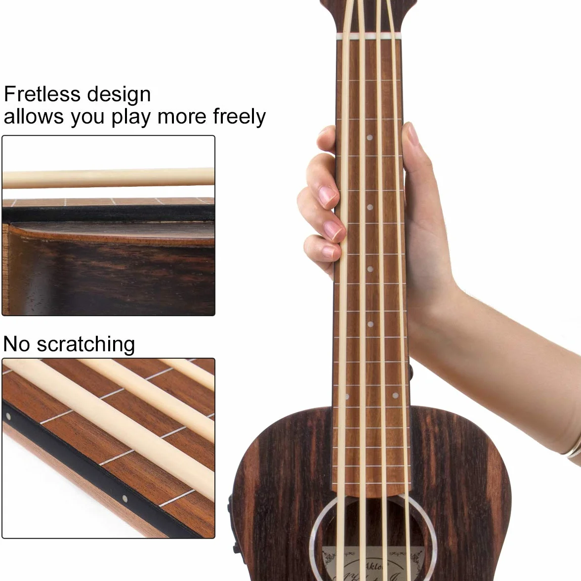 Aklot Ukelele bajo de 30 pulgadas Electric Acoustic barítono Ukulele Bass Professional Aquila EADG con correa de bolsa