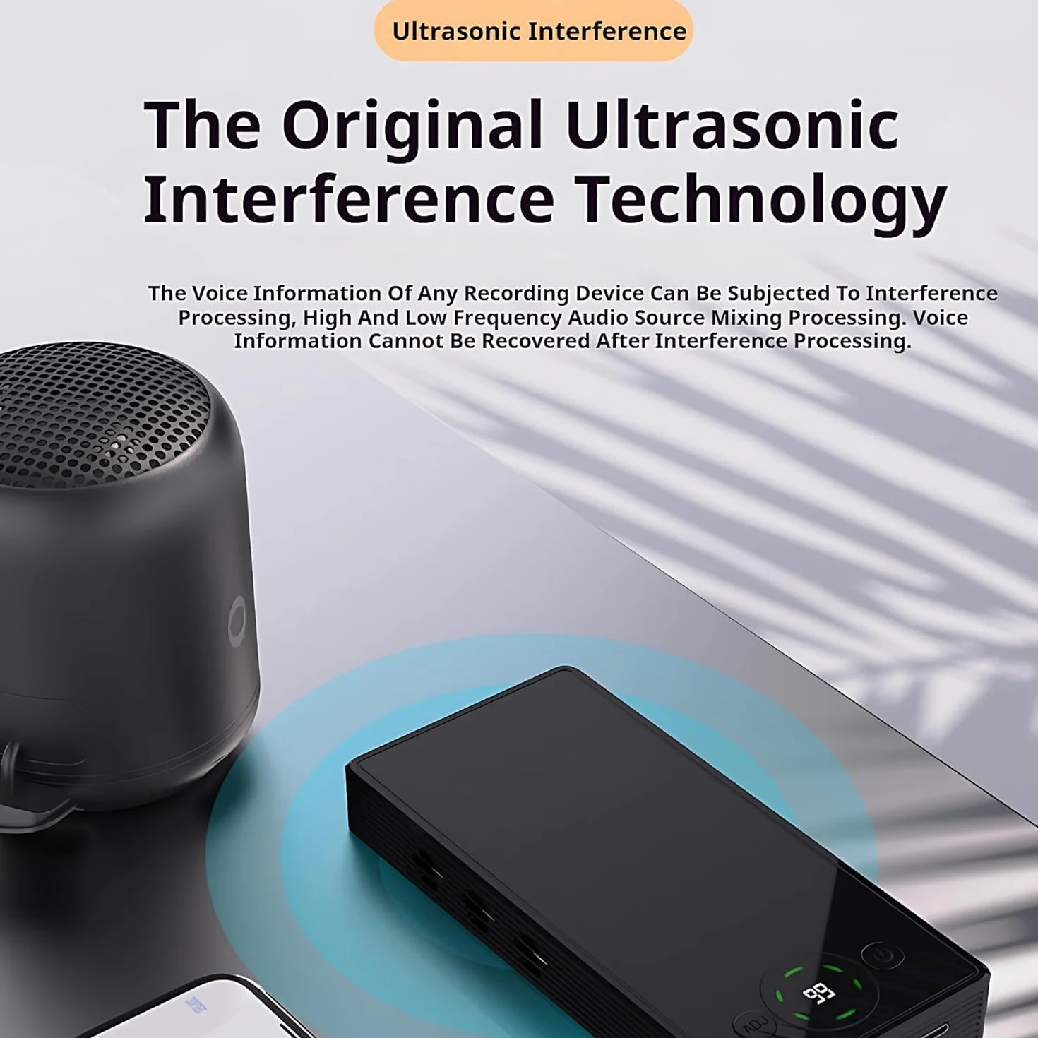 Bloqueador De Grabación, Interceptor De Bloqueo De Grabación De 300° con Banco De Energía De 4000mah Y Pantalla LCD, Dispositivo Anti-grabación para Teléfonos Móviles, Grabadoras De Voz, Re