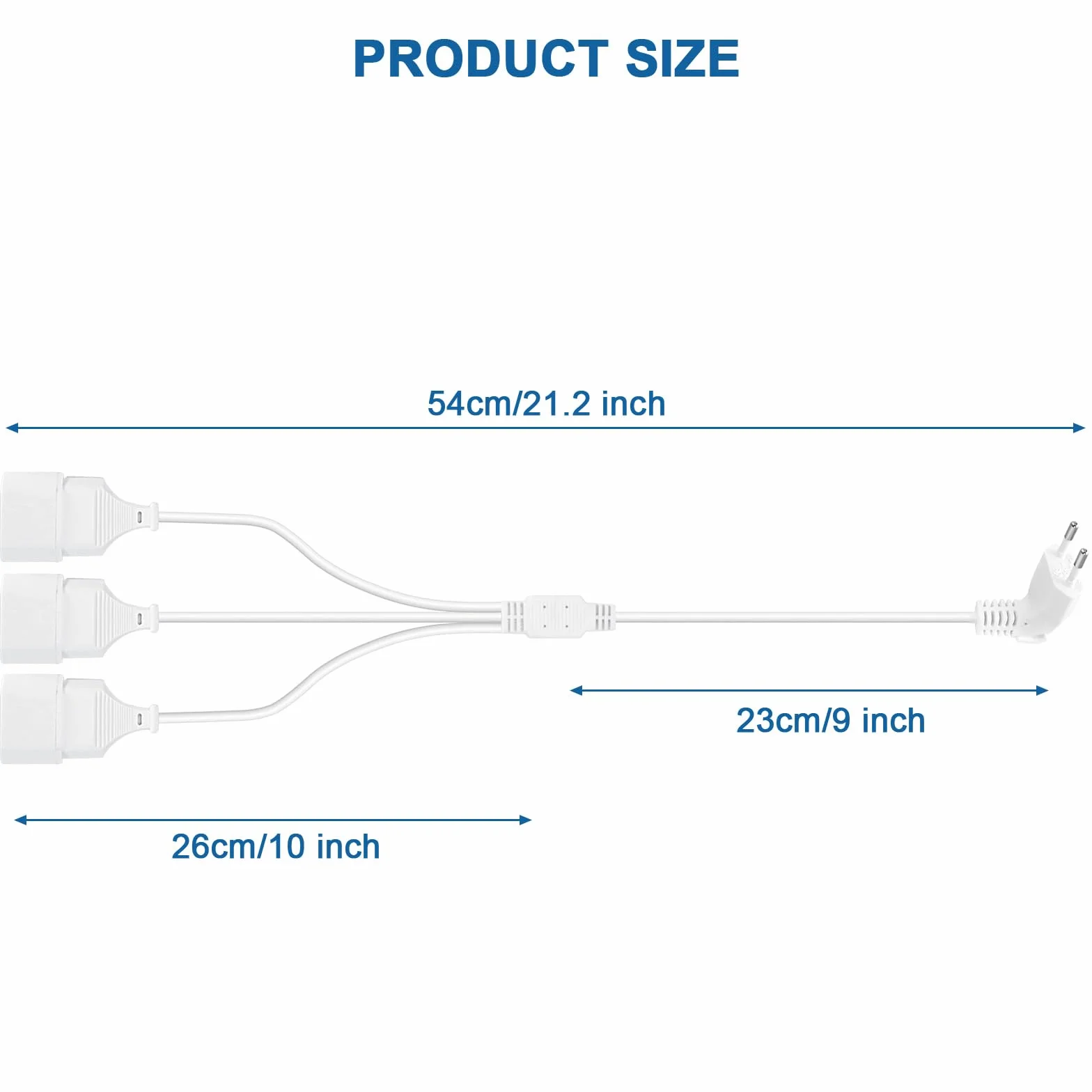 VINATO Alargador Enchufe 3 en 1 0.5 Metros Extensión Eléctrica 3 Tomas Europeas 250V 2.5A Cable Plano