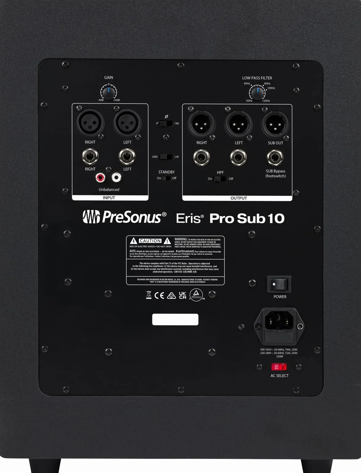 PreSonus Eris Pro Sub 10 — Subwoofer de estudio activo de 10 pulgadas con proyección frontal, incluye pedal
