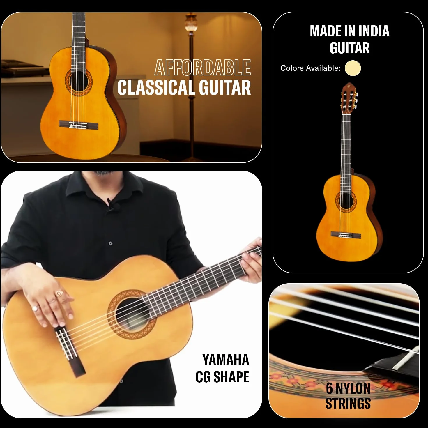 Yamaha C40 II Guitarra Clásica Guitarra 4/4 de madera, 65 cm 25 9/16”, 6 cuerdas de nylon, Color Natural