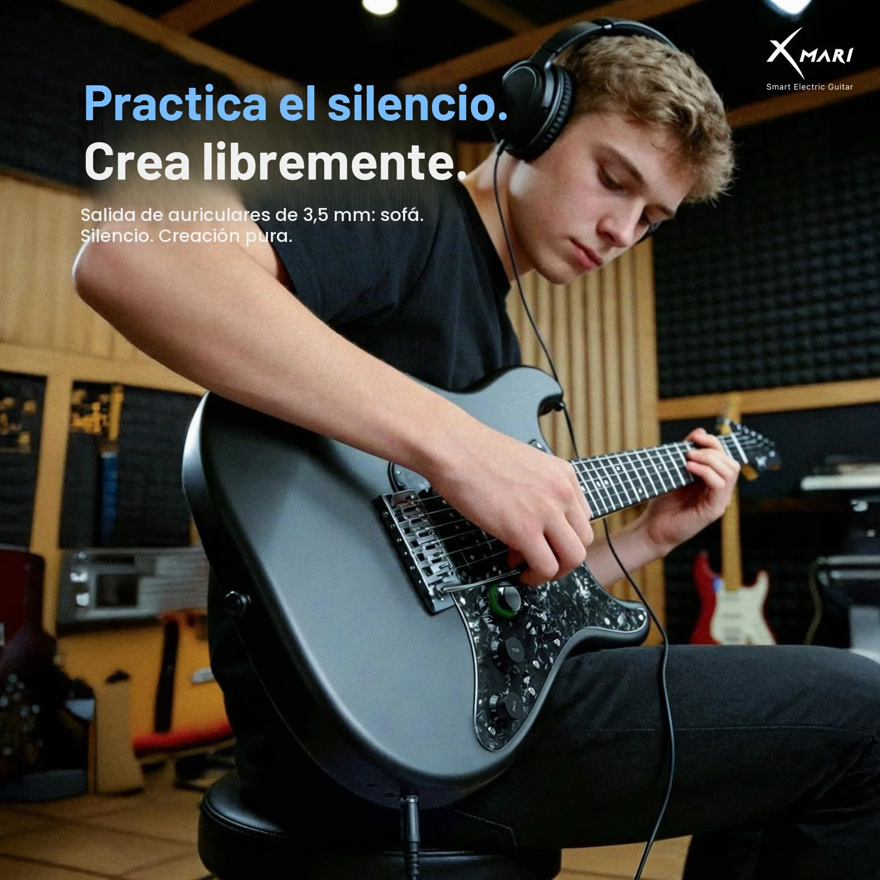 Enya XMARI - Guitarra eléctrica inteligente con efectos DSP integrados, 4 preajustes, grabación USB-C OTG, salida de auriculares, pastillas de cerámica personalizadas, cuerpo de fibra de carbono, con