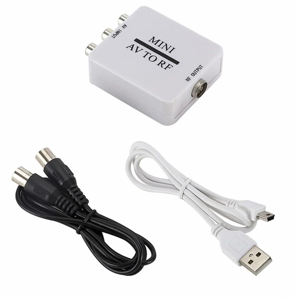 Convertidor de señal AV a RF para entrada compuesta RCA, adaptador modulador RF coaxial AV 2 RF compatible con TV, DVD, VCR y Play