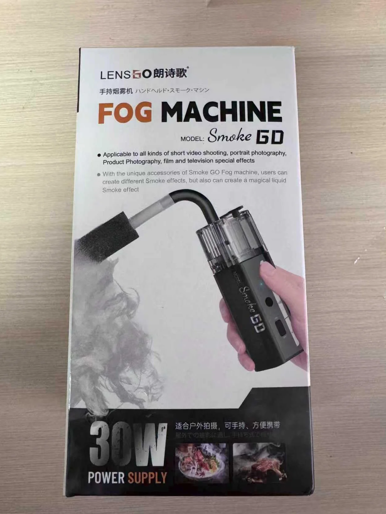 LENSGO SMOKE GO Máquina de humo portátil 30 W – Mini generador de niebla con mando a distancia y batería recargable, 5 modos en 1 para fotografía, vídeo, bodas y creadores de contenido