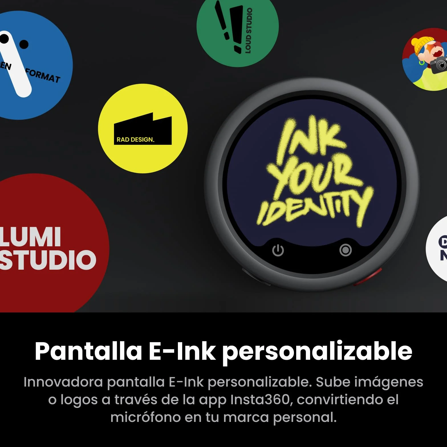 Insta360 TX Mic Pro, Mini Mic. de Solapa inalámbrico para iPhone/cámara/Android, grabación de vídeo, Bluetooth, Pantalla E-Ink Personalizable, Matriz de 3 mics., grabación Interna Flotante 32bits