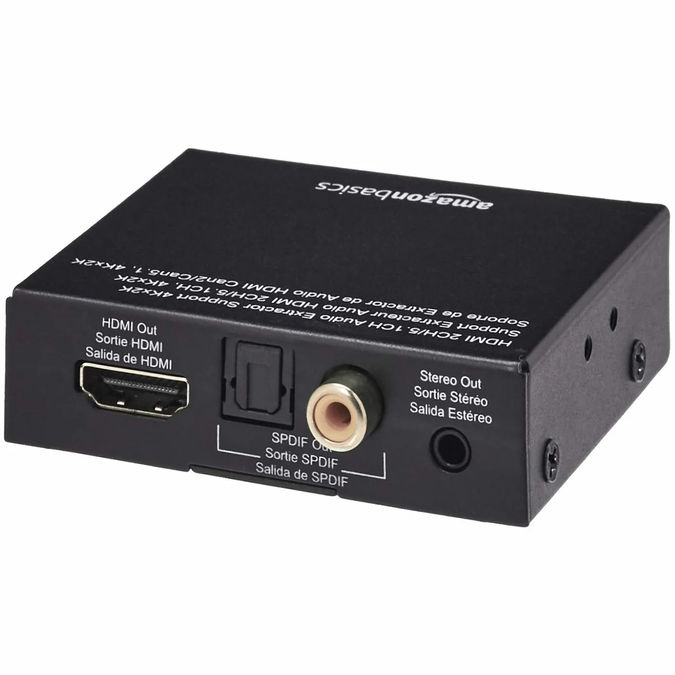 Amazon Basics Convertidor extractor 4K a 30Hz, HDMI a HDMI y audio (RCA estéreo o Spdif), negro