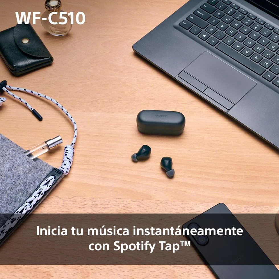 Sony WF-C510 Auriculares Inalámbricos IPX4 conexión multipunto modo sonido ambiente carga rápida 22h batería iOS Android Negro